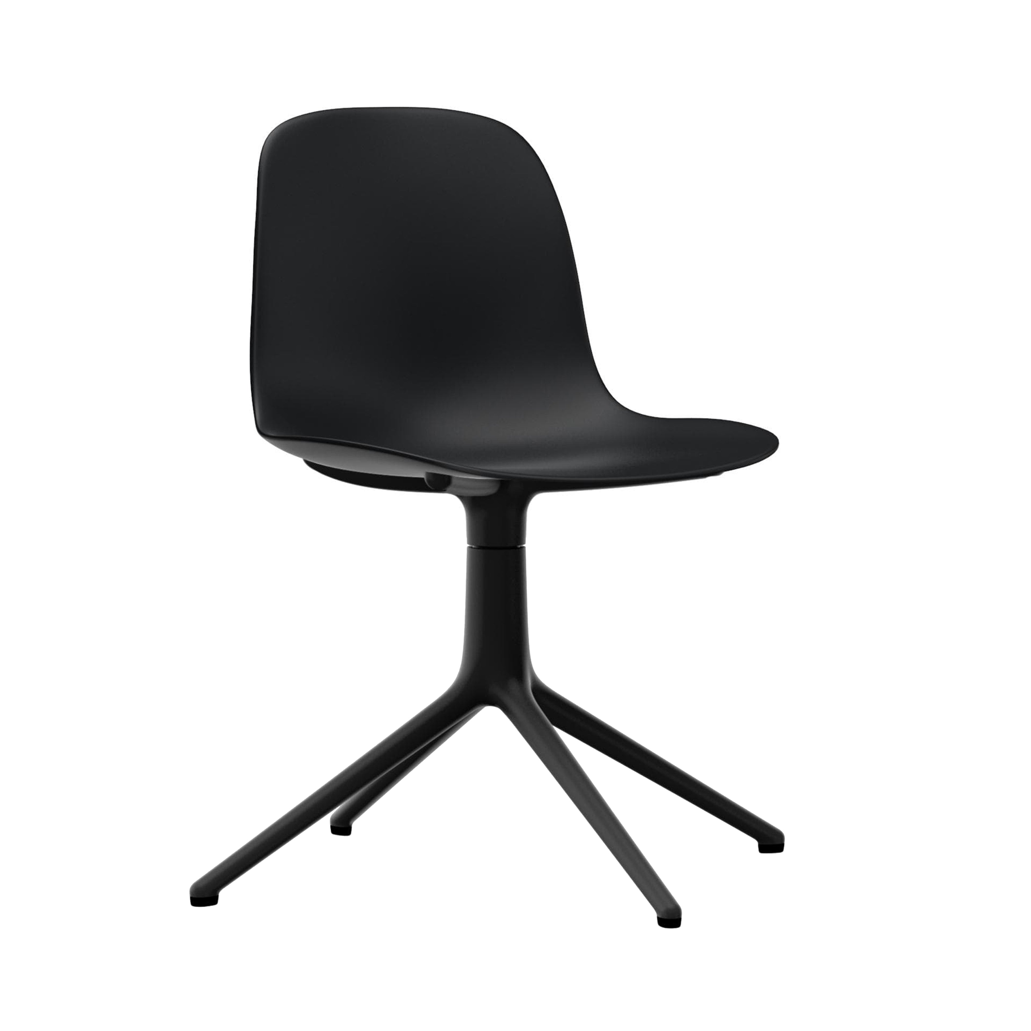 Form Chair: Swivel + Black + Black Aluminum + Without Casters