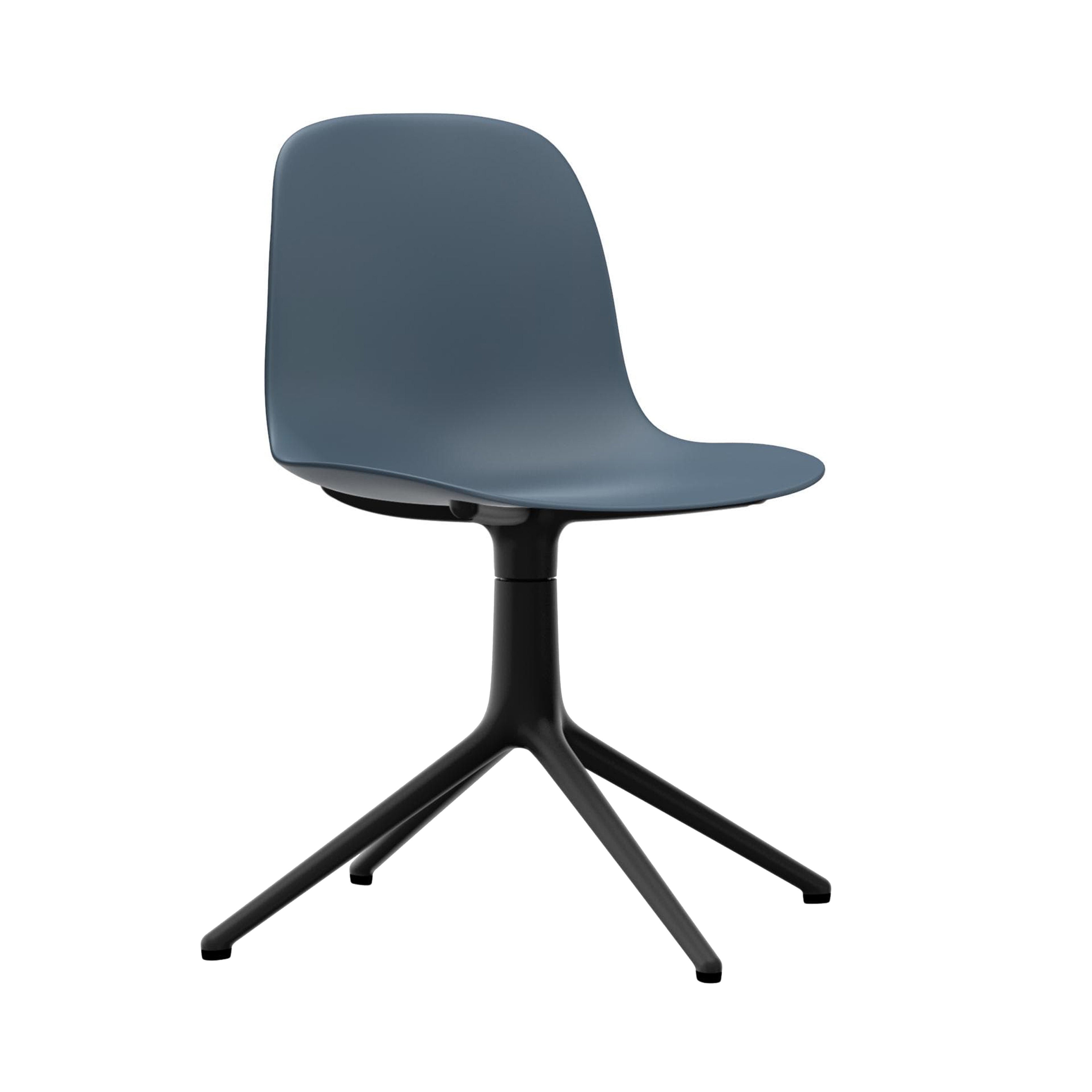 Form Chair: Swivel + Blue + Black Aluminum + Without Casters