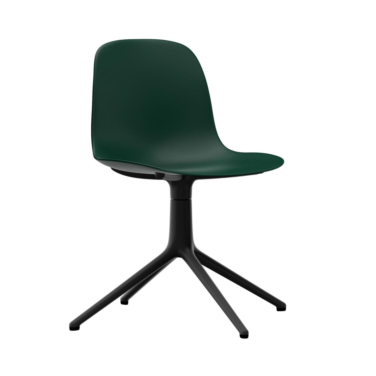 Form Chair: Swivel + Green + Black Aluminum + Without Casters