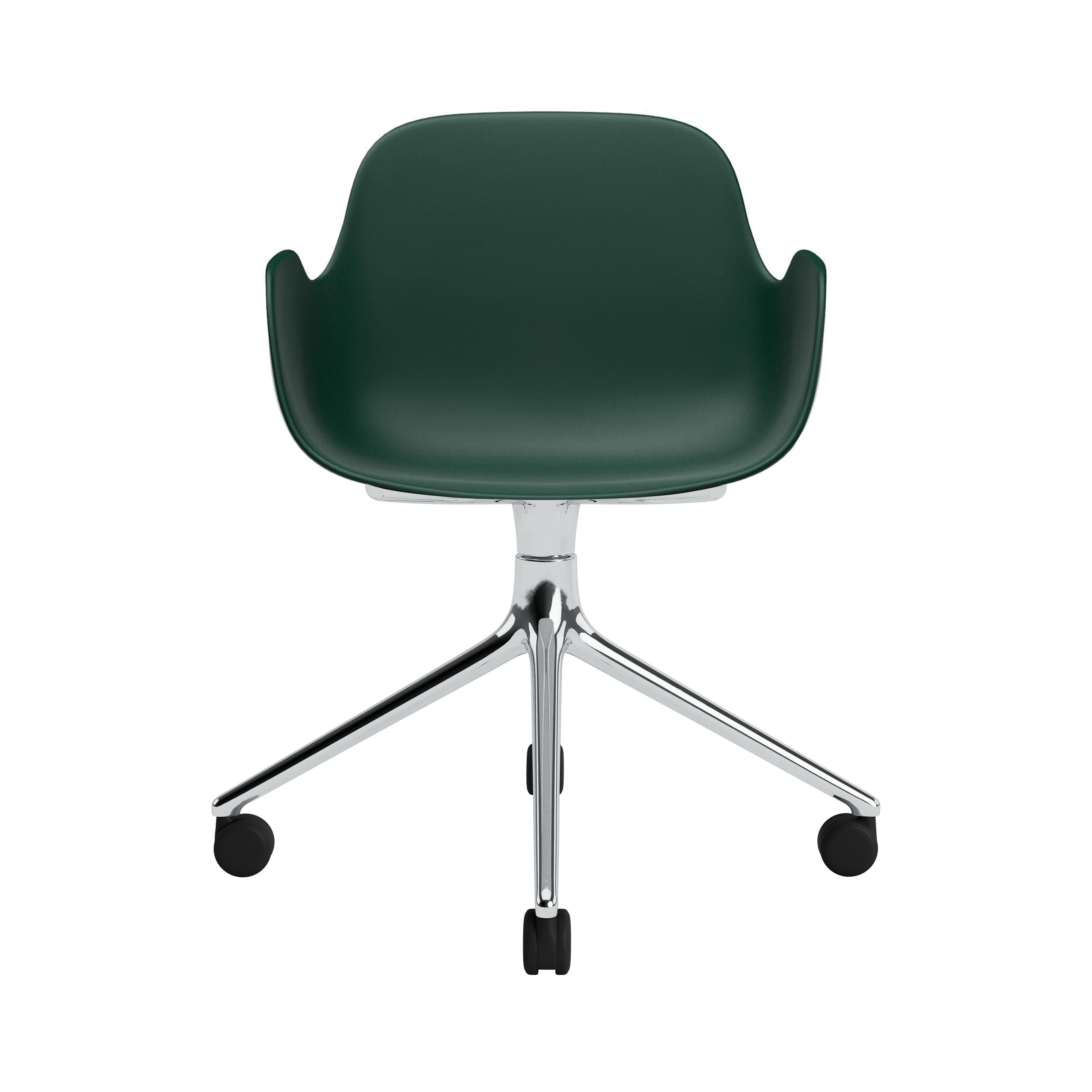 Form Armchair: Swivel + Green + Aluminum + With Casters