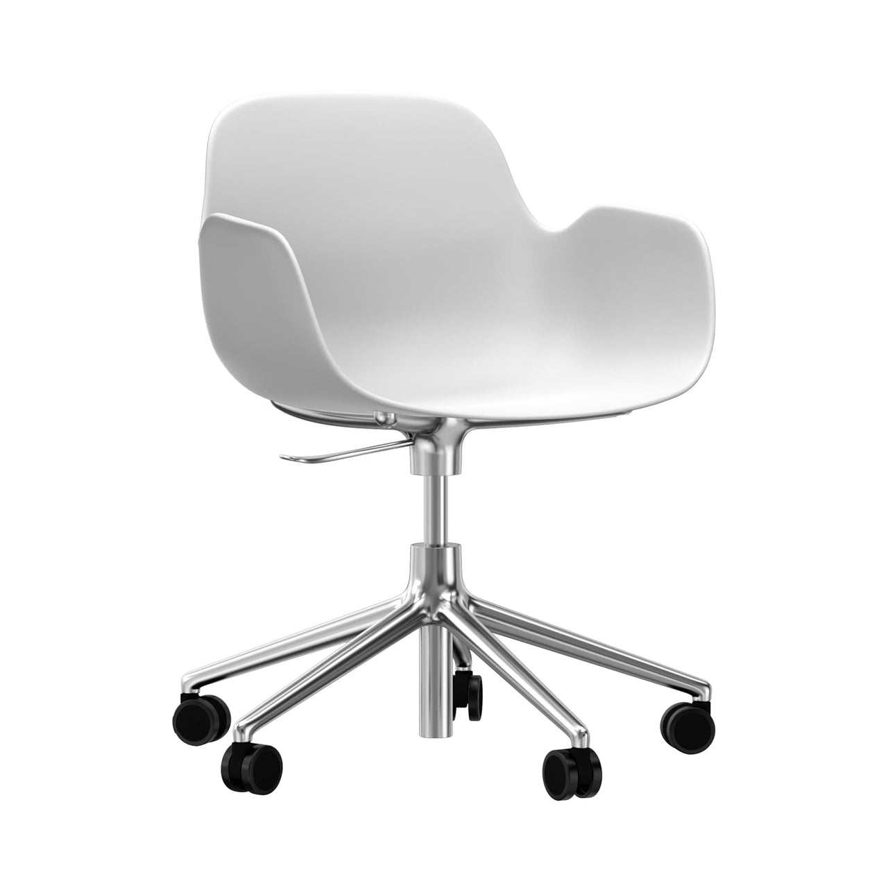 Form Armchair: Swivel 5W Gaslift + Aluminum + White