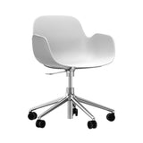 Form Armchair: Swivel 5W Gaslift + Aluminum + White