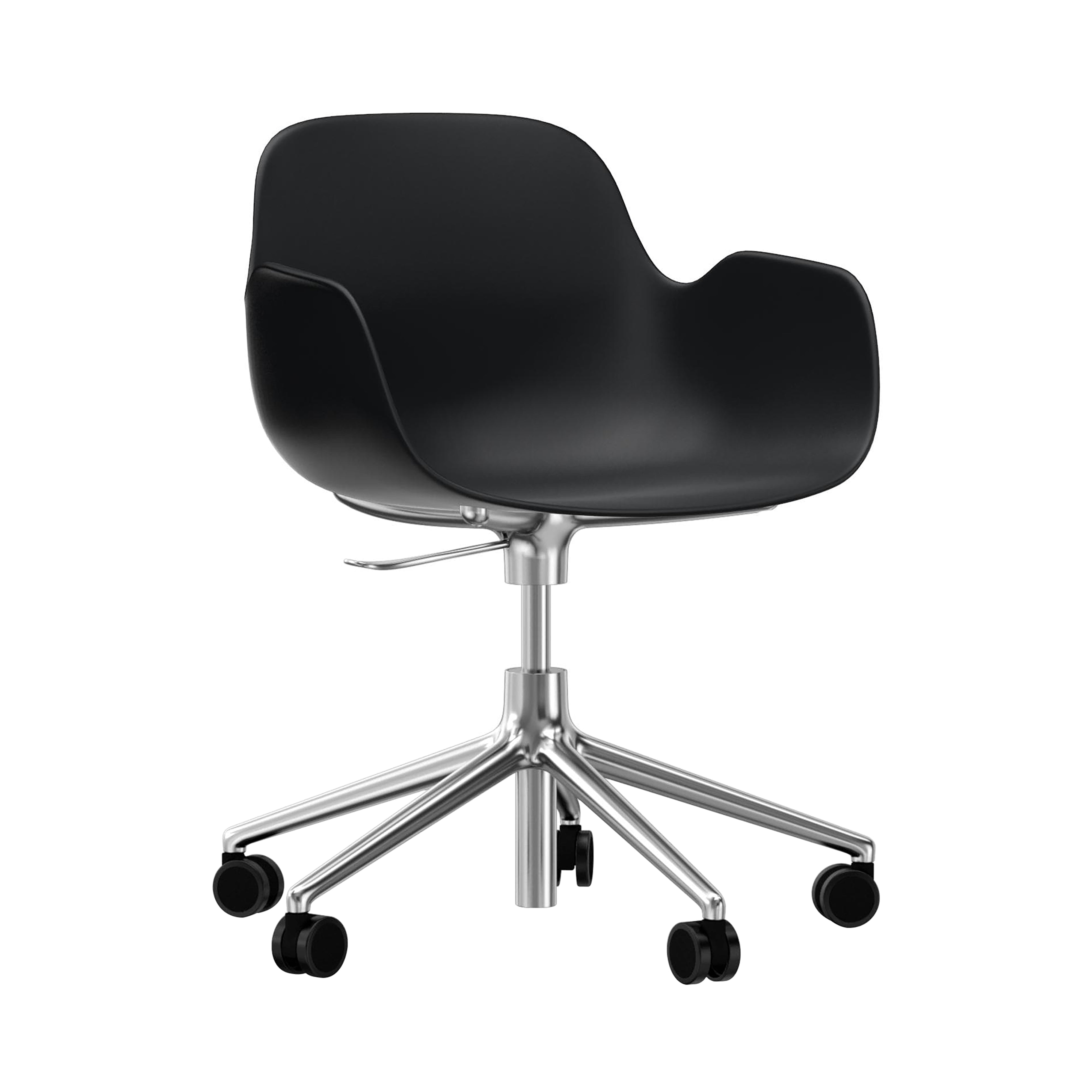 Form Armchair: Swivel 5W Gaslift + Aluminum + Black
