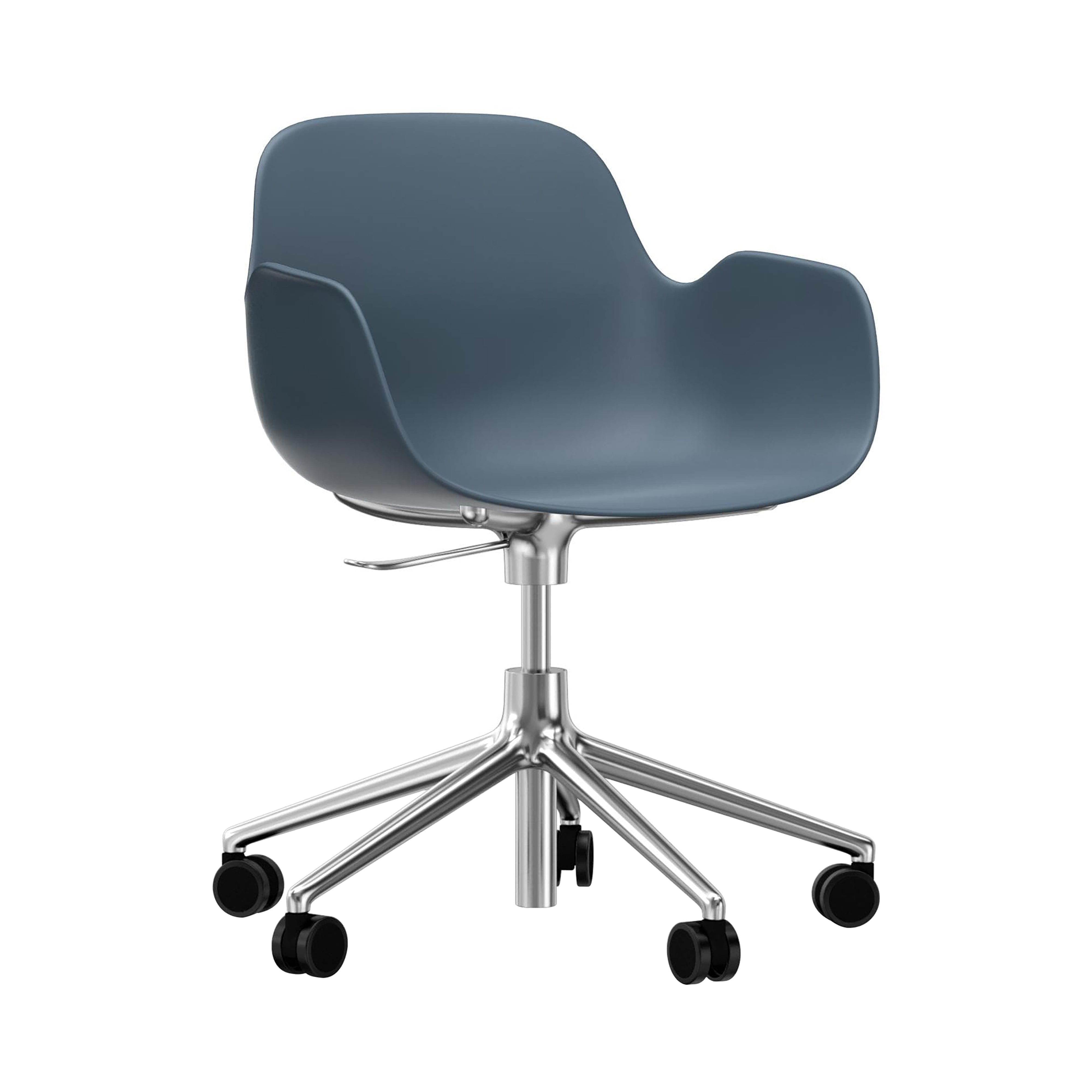 Form Armchair: Swivel 5W Gaslift + Aluminum + Blue