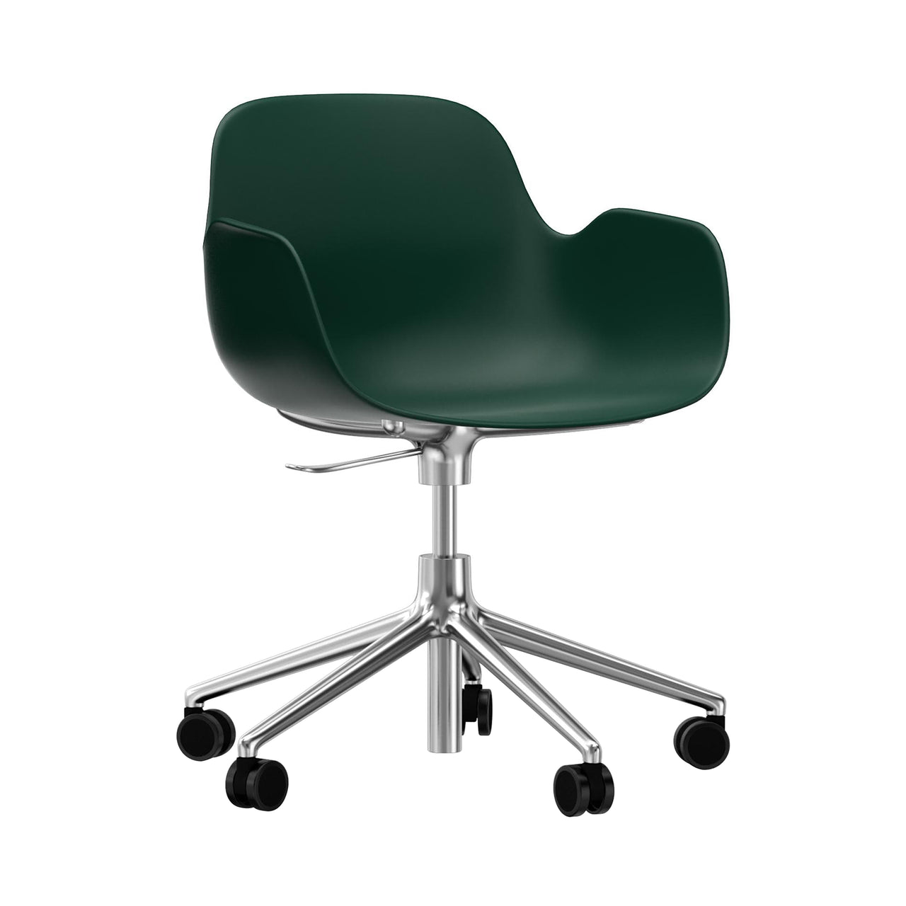 Form Armchair: Swivel 5W Gaslift + Aluminum + Green
