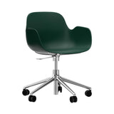 Form Armchair: Swivel 5W Gaslift + Aluminum + Green
