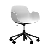Form Armchair: Swivel 5W Gaslift + Black Aluminum + White