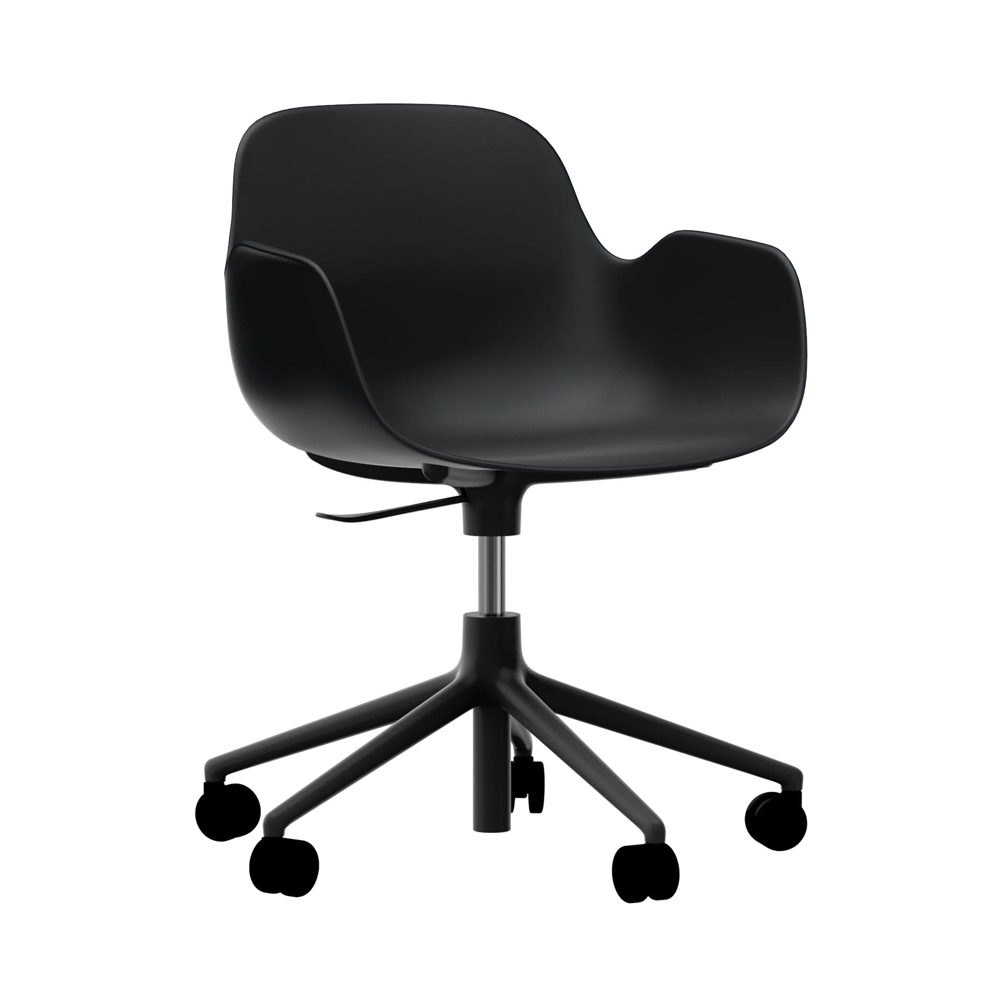 Form Armchair: Swivel 5W Gaslift + Black Aluminum + Black