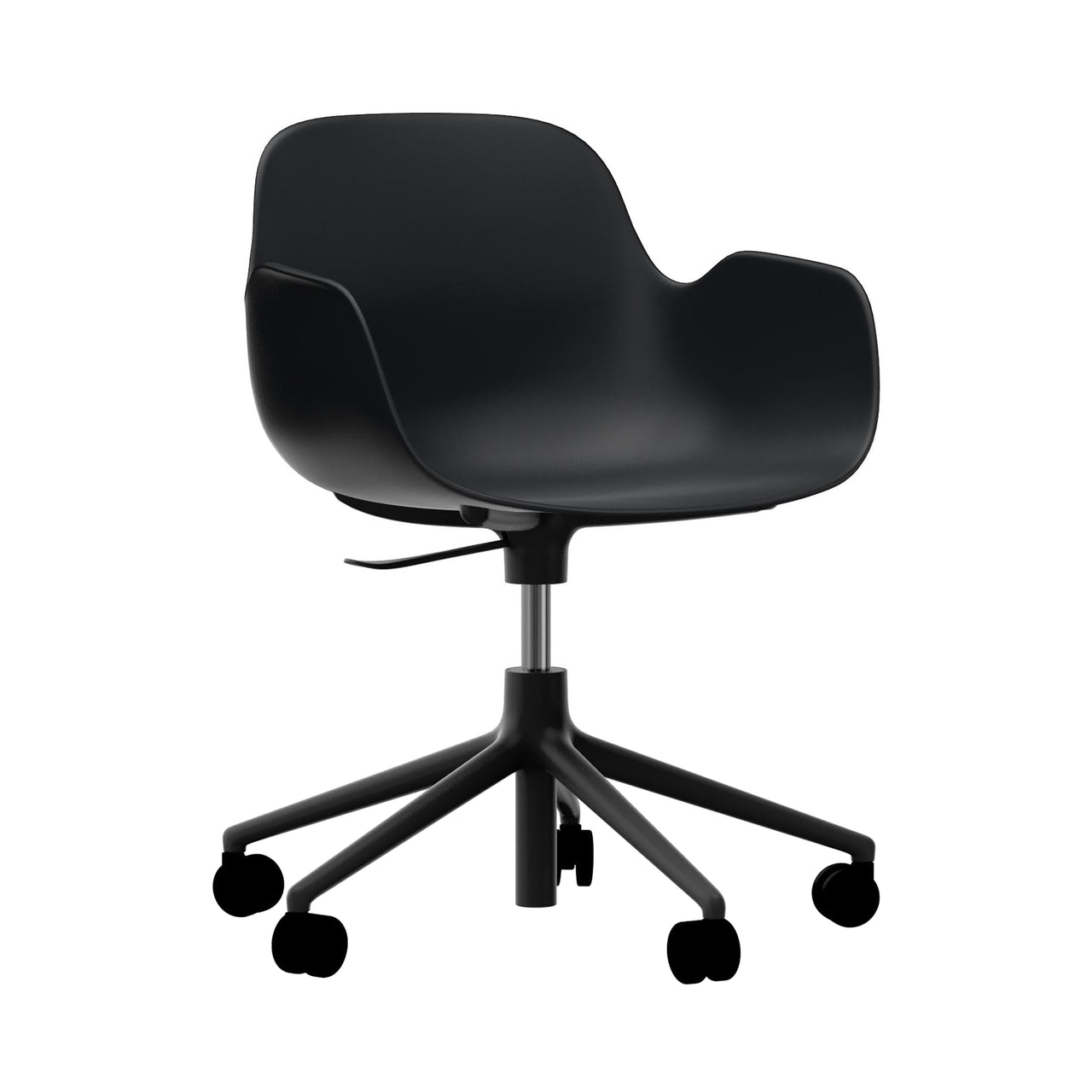 Form Armchair: Swivel 5W Gaslift + Black Aluminum + Black