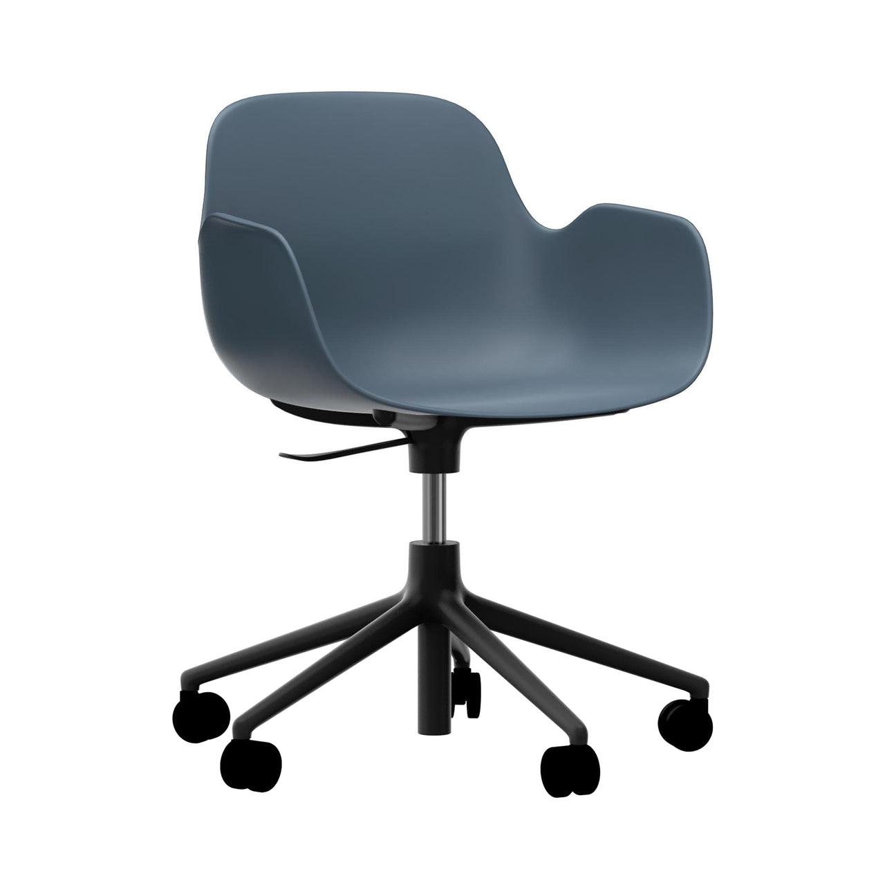 Form Armchair: Swivel 5W Gaslift + Black Aluminum + Blue
