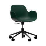 Form Armchair: Swivel 5W Gaslift + Black Aluminum + Green