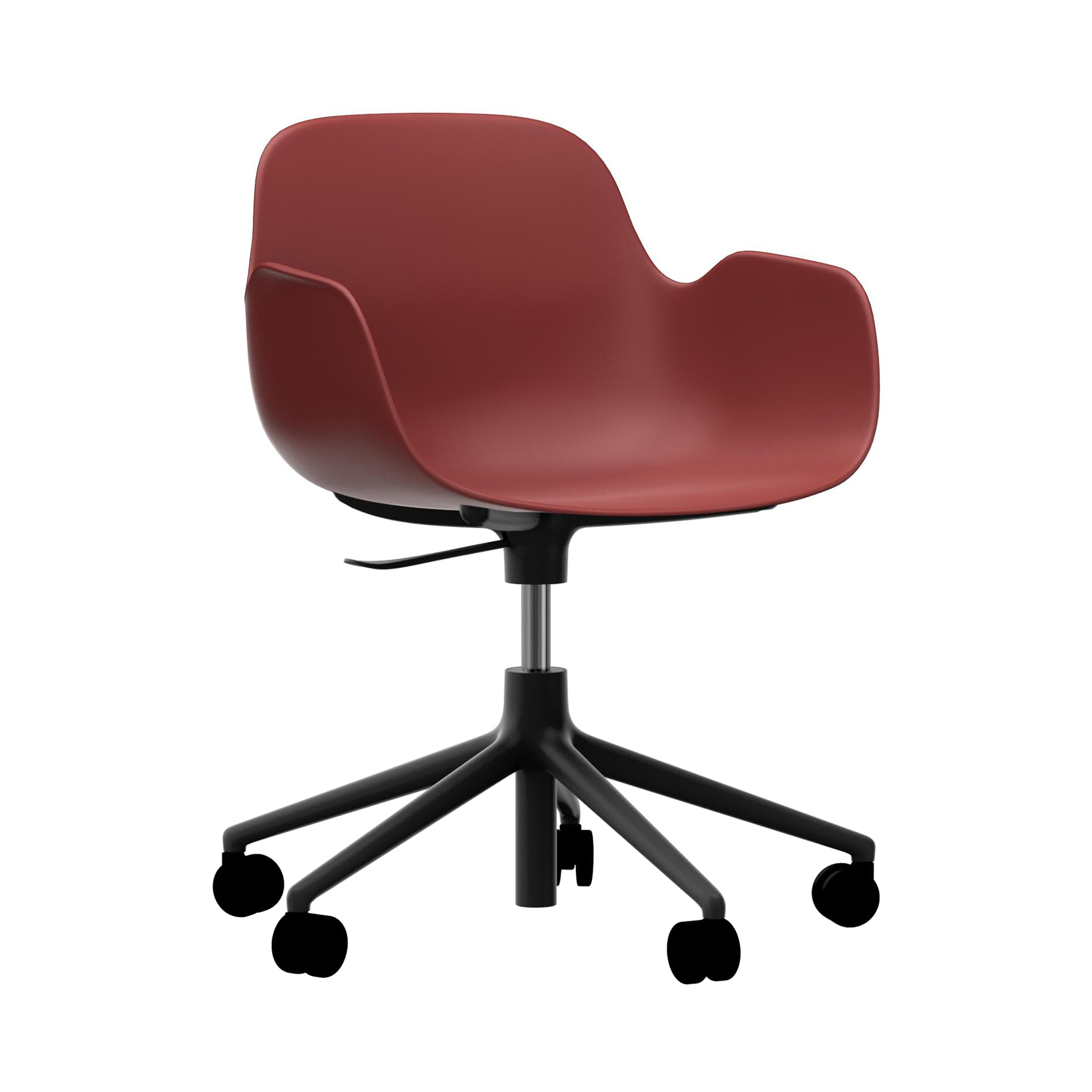 Form Armchair: Swivel 5W Gaslift + Black Aluminum + Red