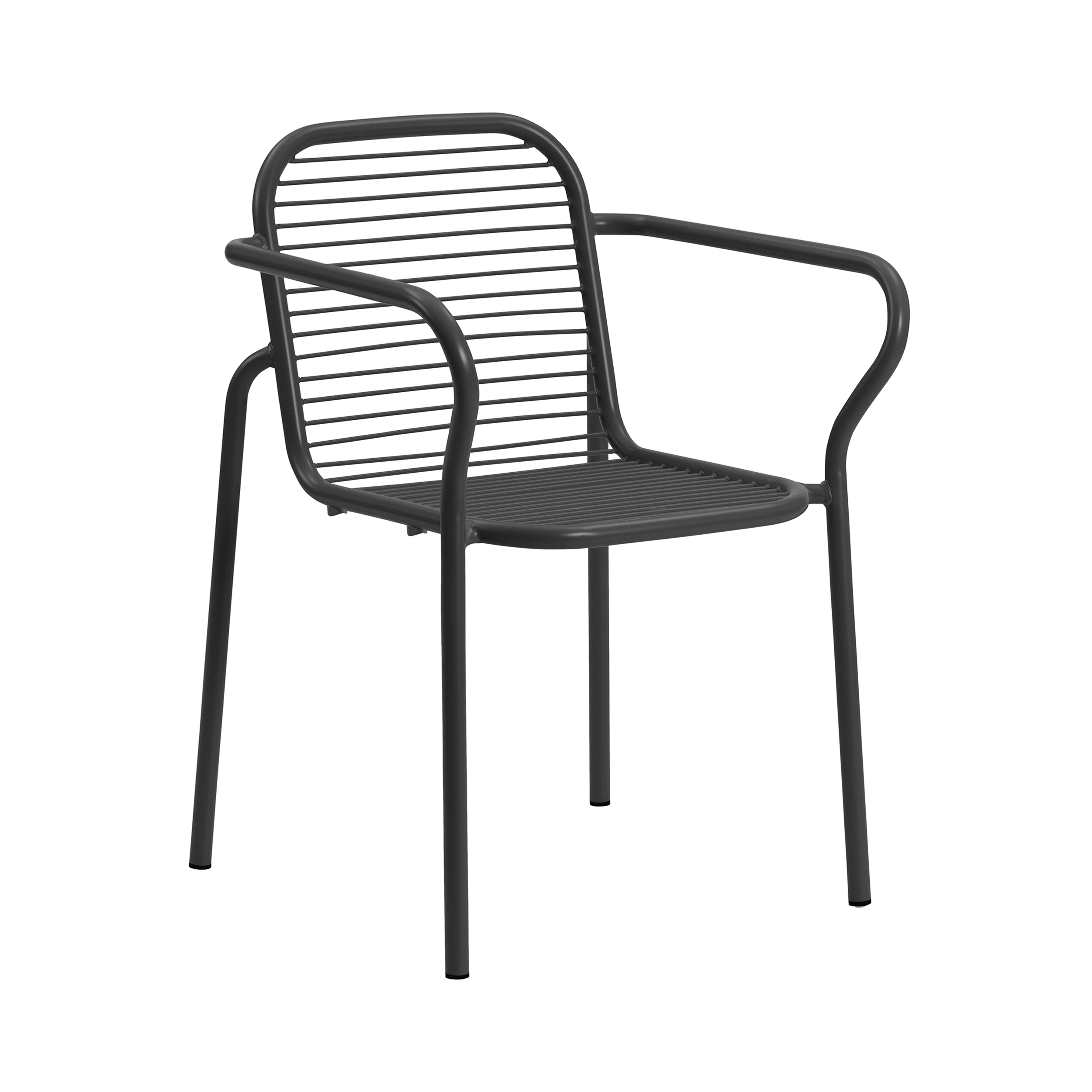 Vig Stacking Armchair: Steel + Black + Without Cushion