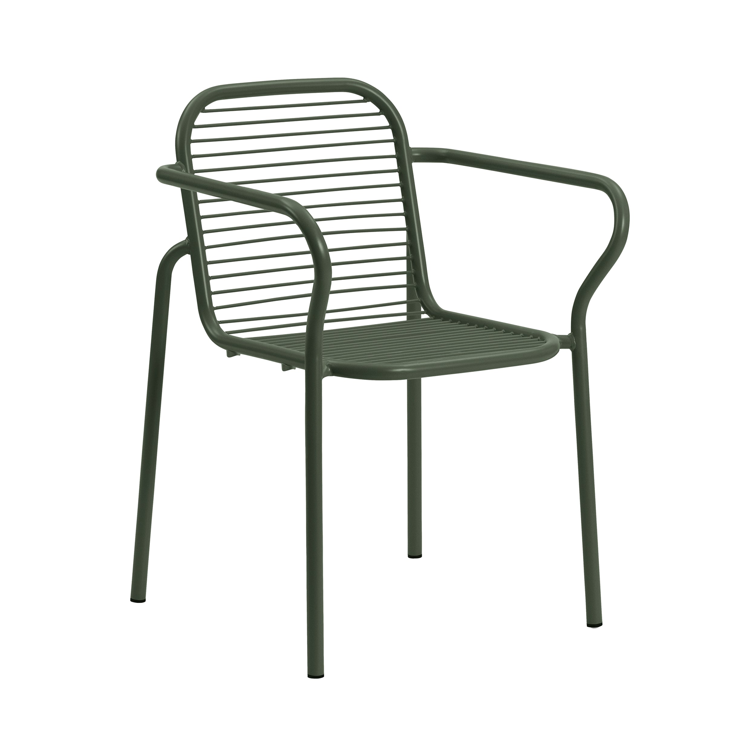 Vig Stacking Armchair: Steel + Dark Green + Without Cushion