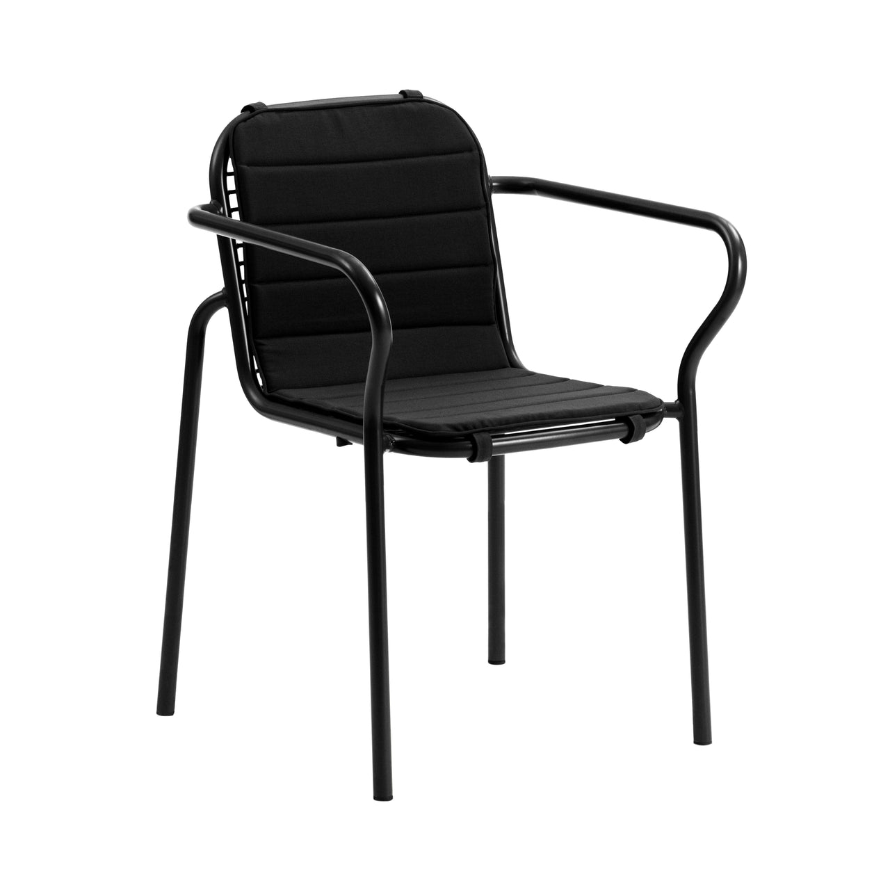 Vig Stacking Armchair: Steel + Black + With Black Cushion