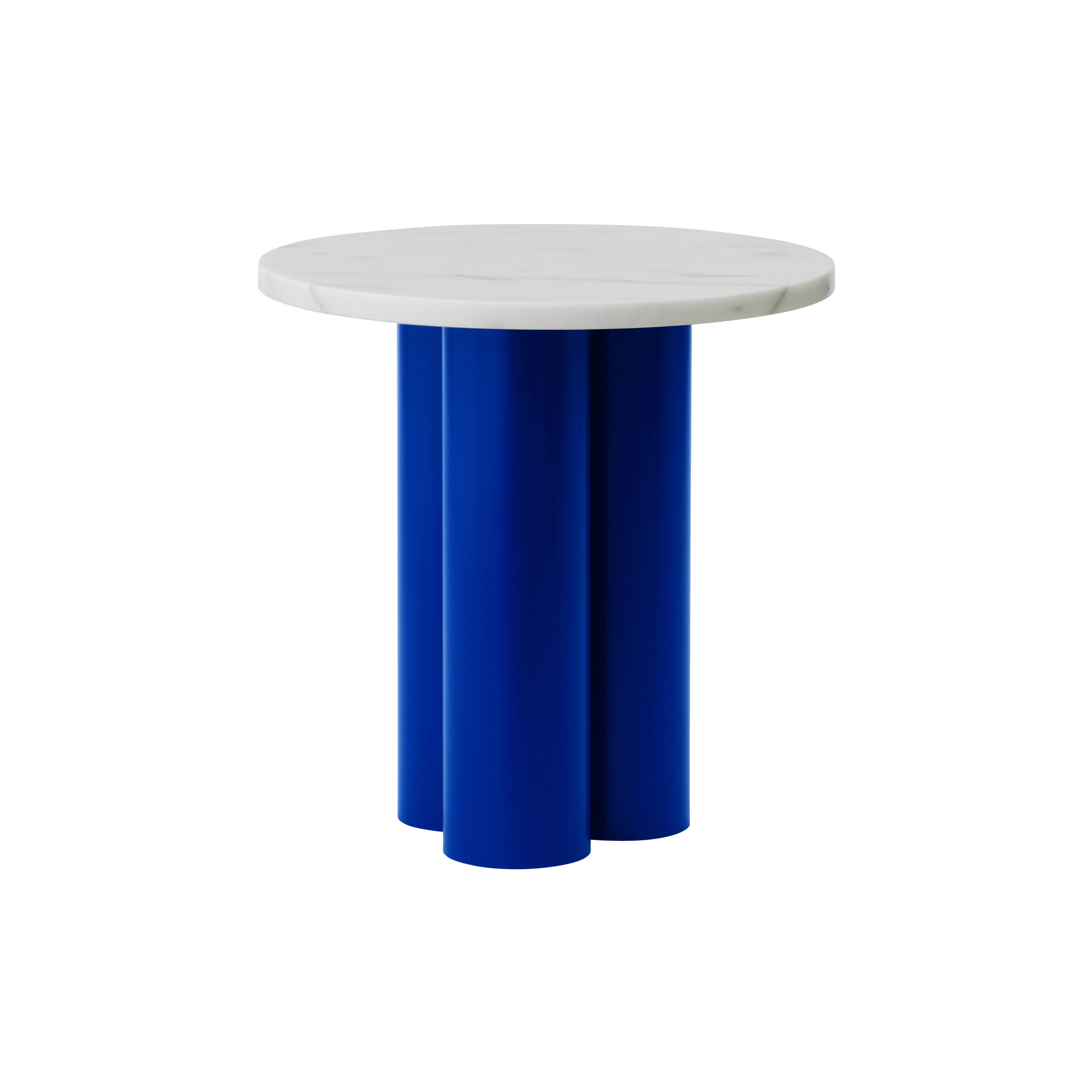 Dit Table: White Carrara + Bright Blue