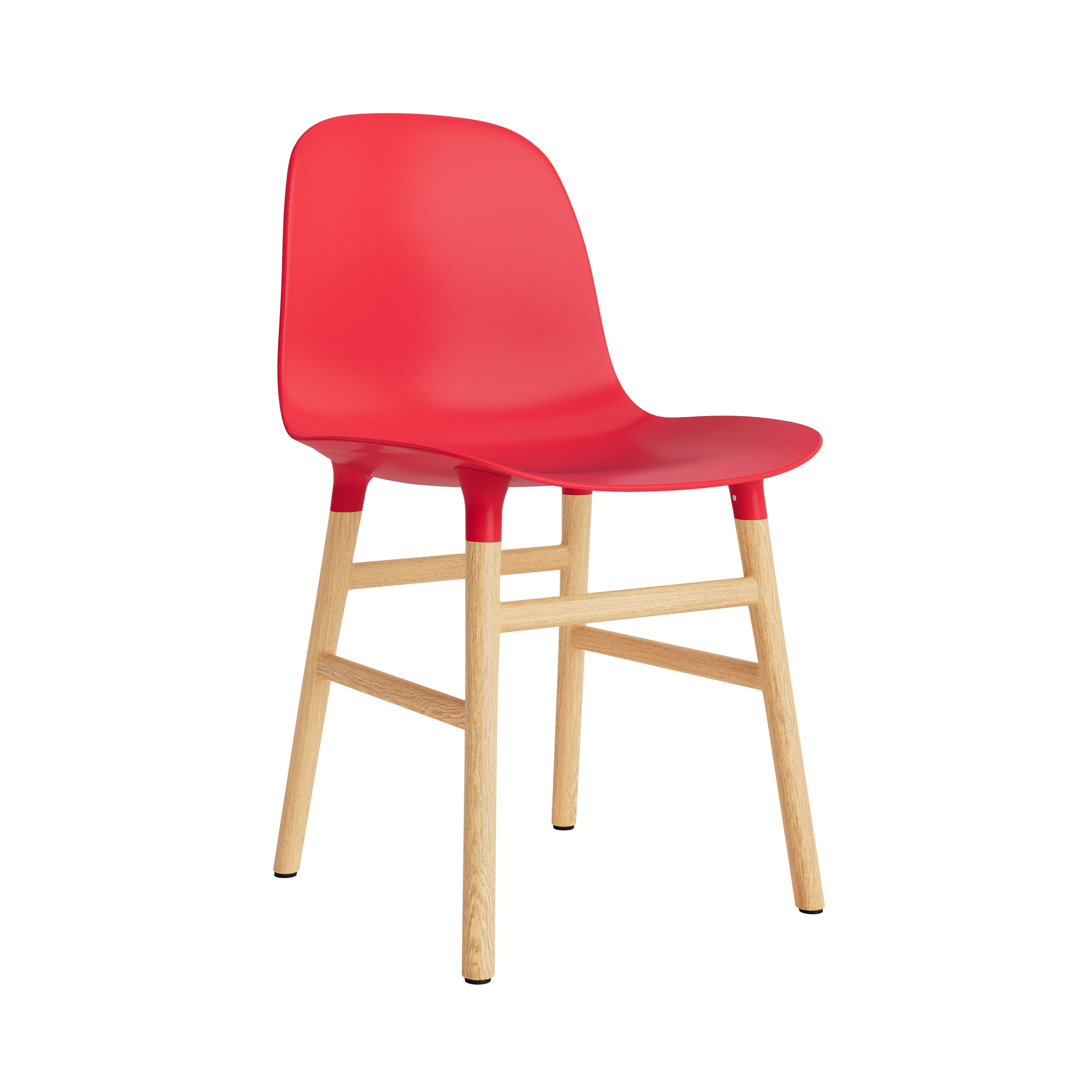 Form Chair: Wood Base + Bright Red + Oak