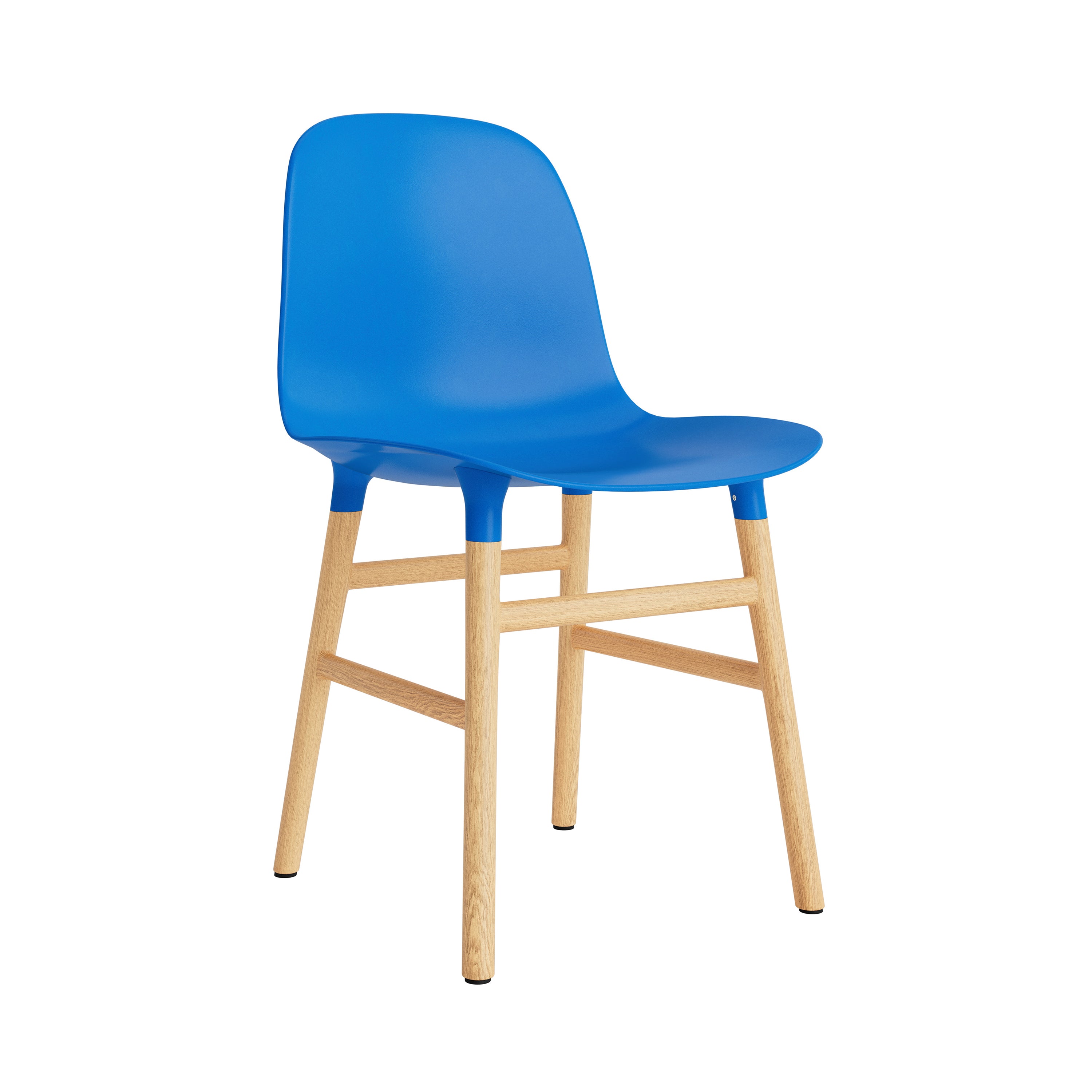 Form Chair: Wood Base + Bright Blue + Oak