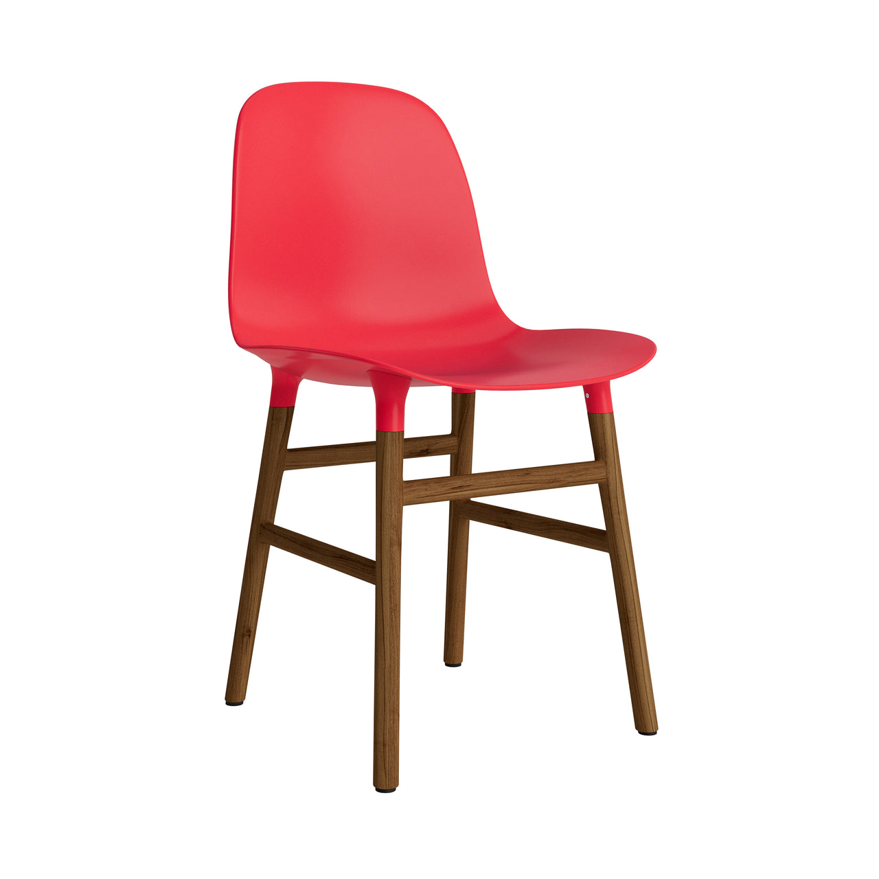 Form Chair: Wood Base + Bright Red + Walnut