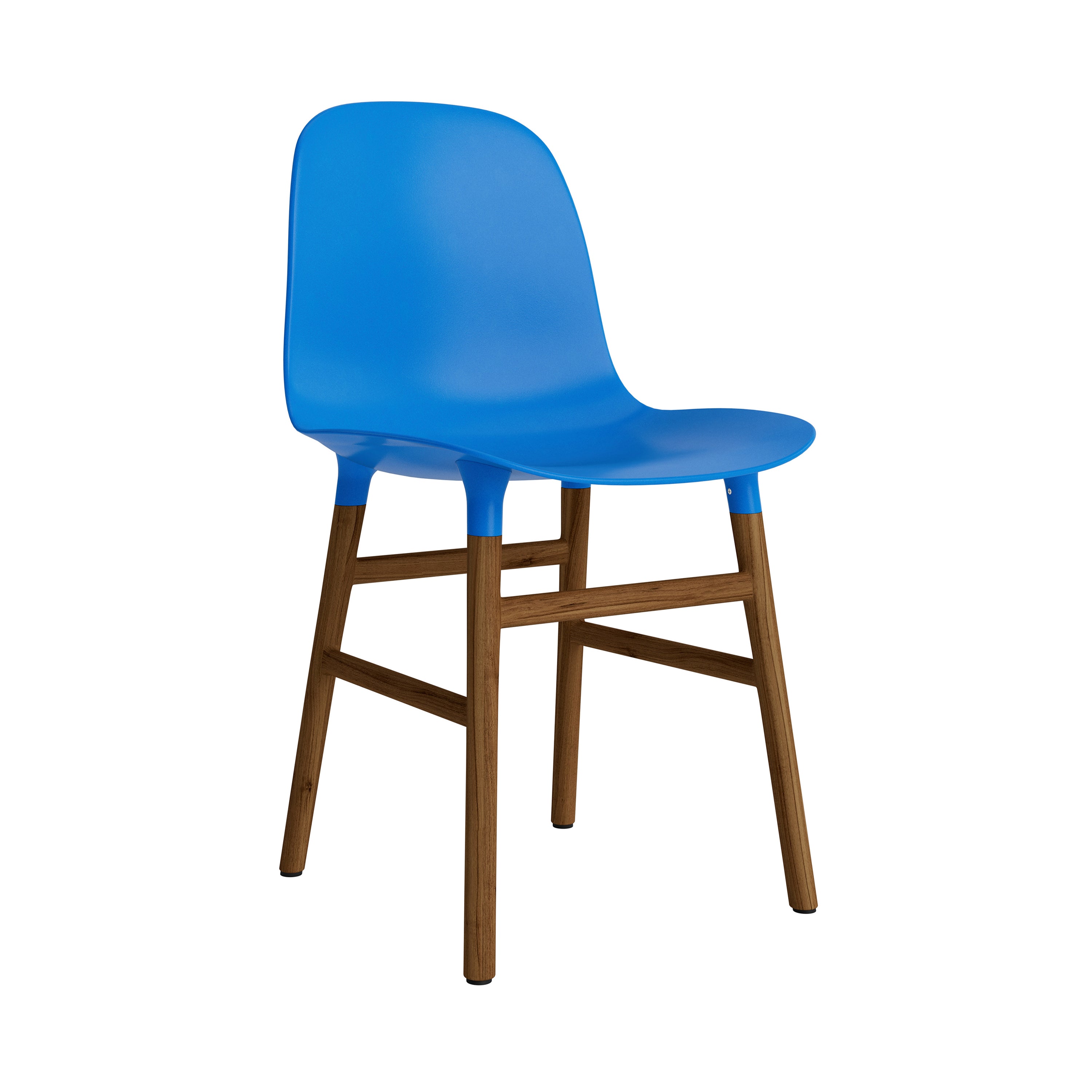 Form Chair: Wood Base + Bright Blue + Walnut