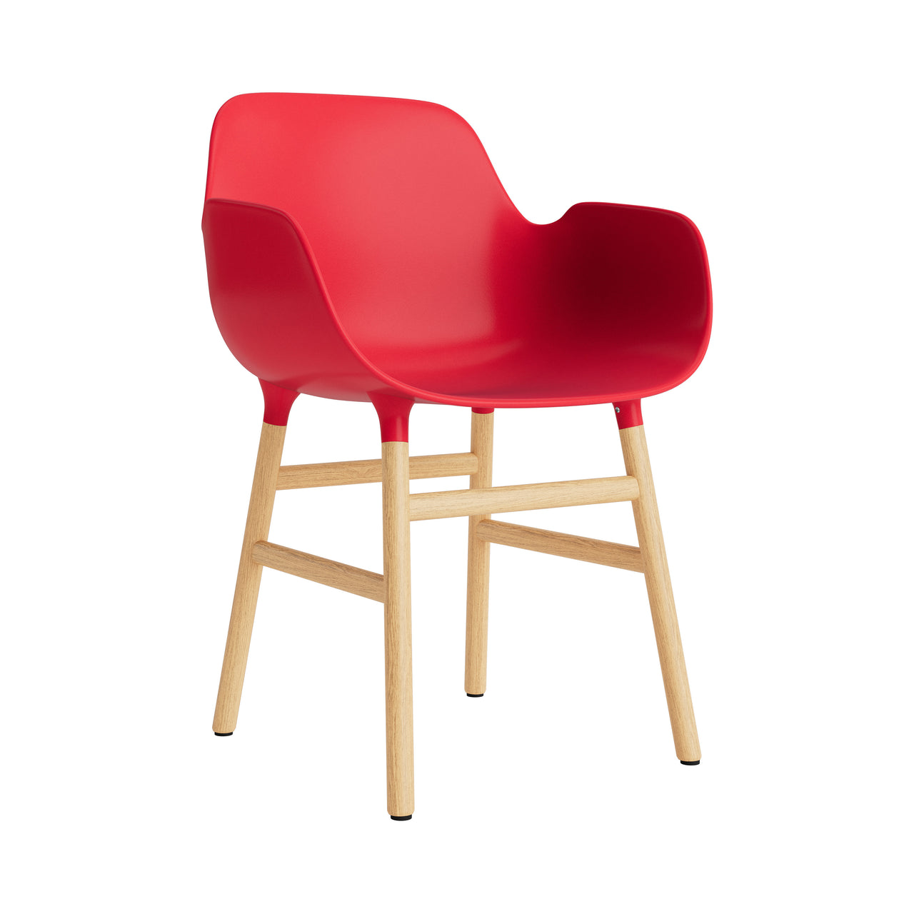 Form Armchair: Walnut or Oak Legs + Bright Red + Oak