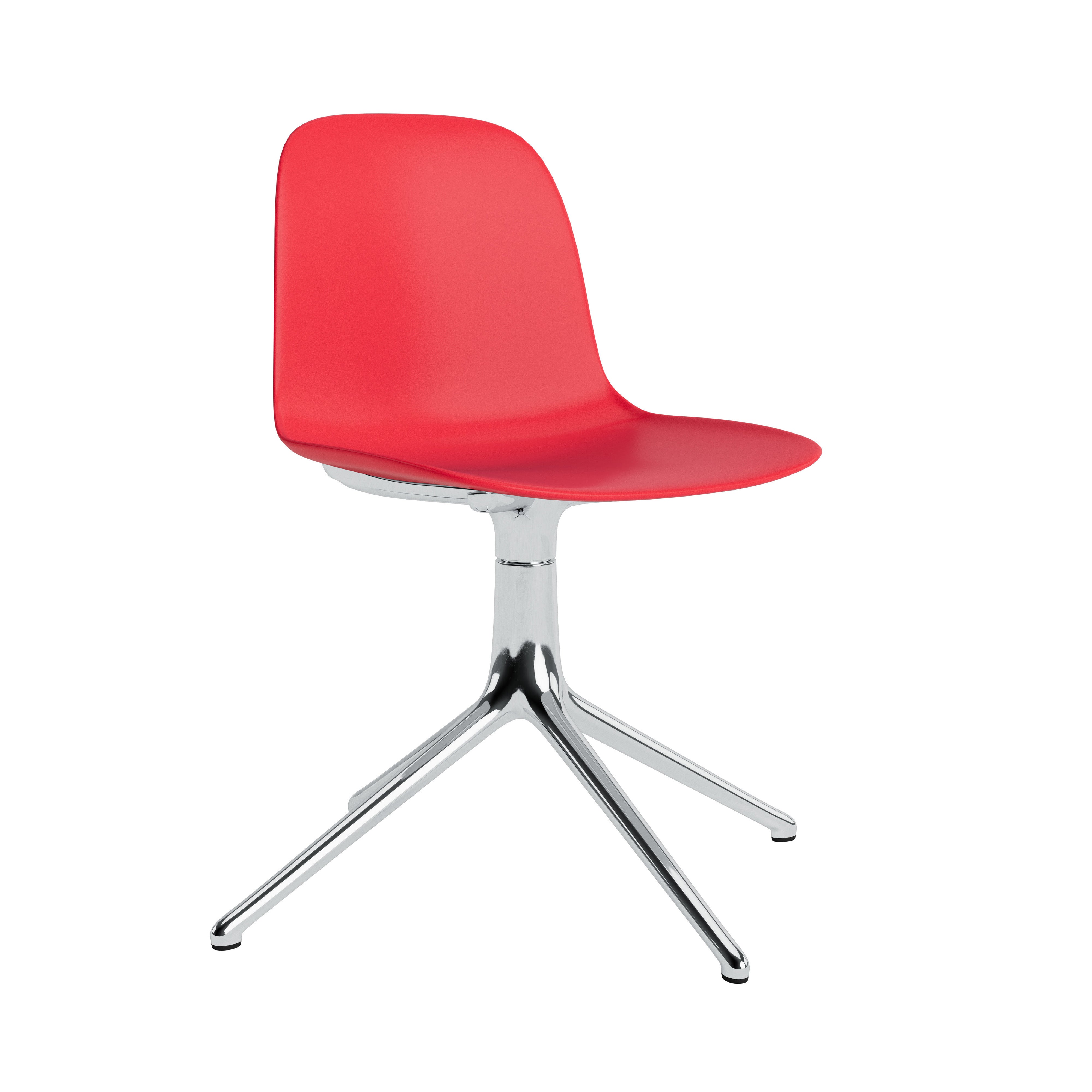 Form Chair: Swivel + Bright Red + Aluminum + Without Casters
