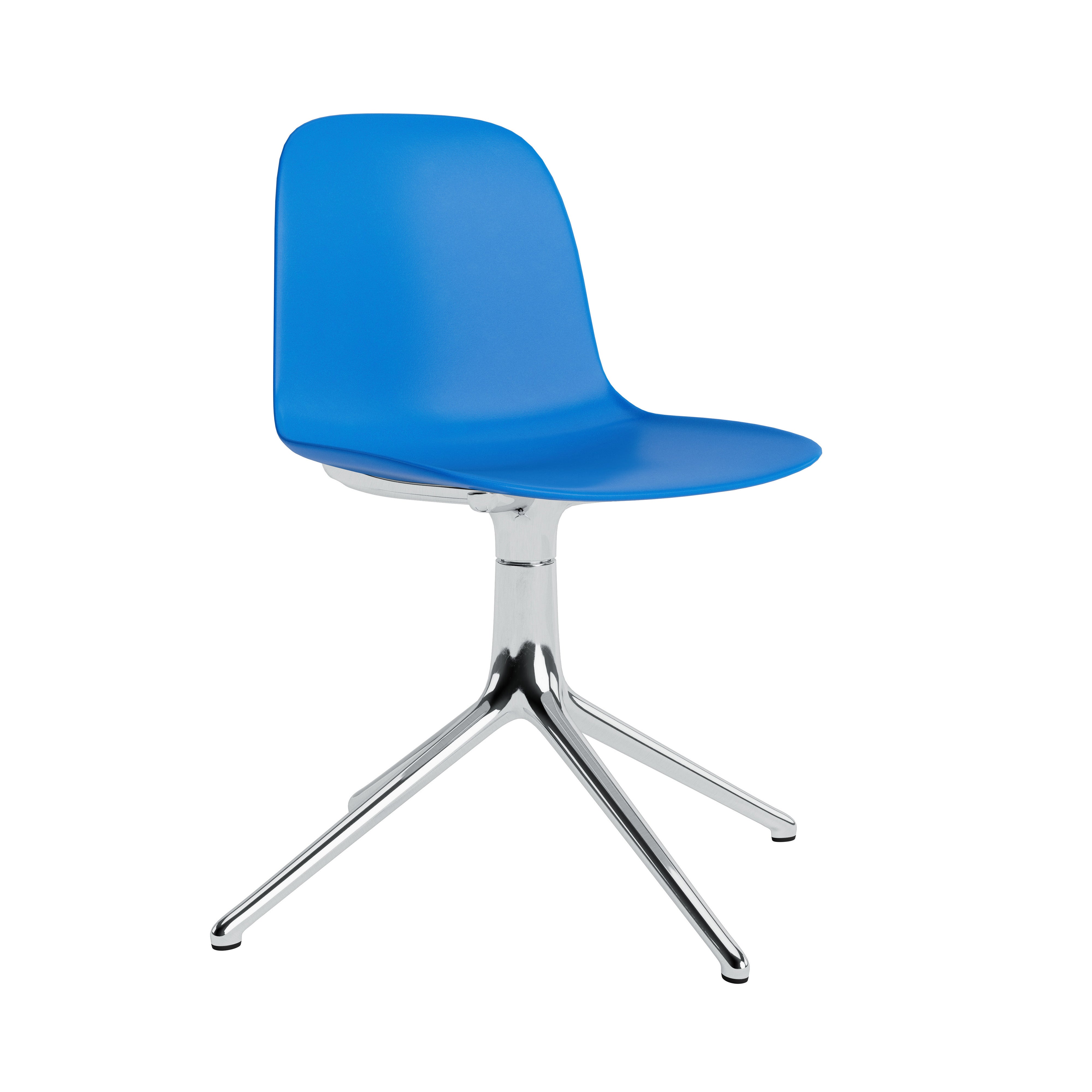 Form Chair: Swivel + Bright Blue + Aluminum + Without Casters