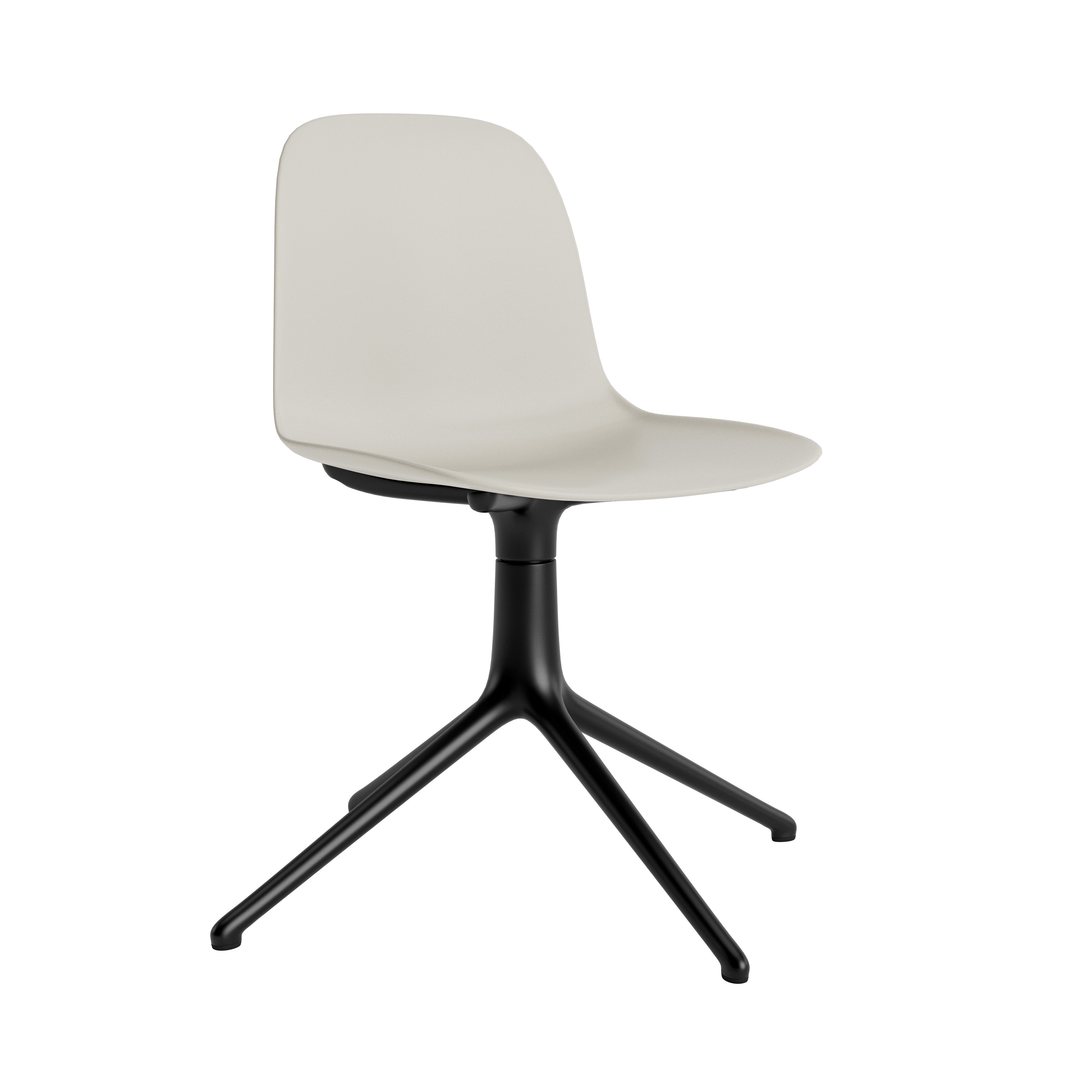 Form Chair: Swivel + Light Grey + Black Aluminum + Without Casters