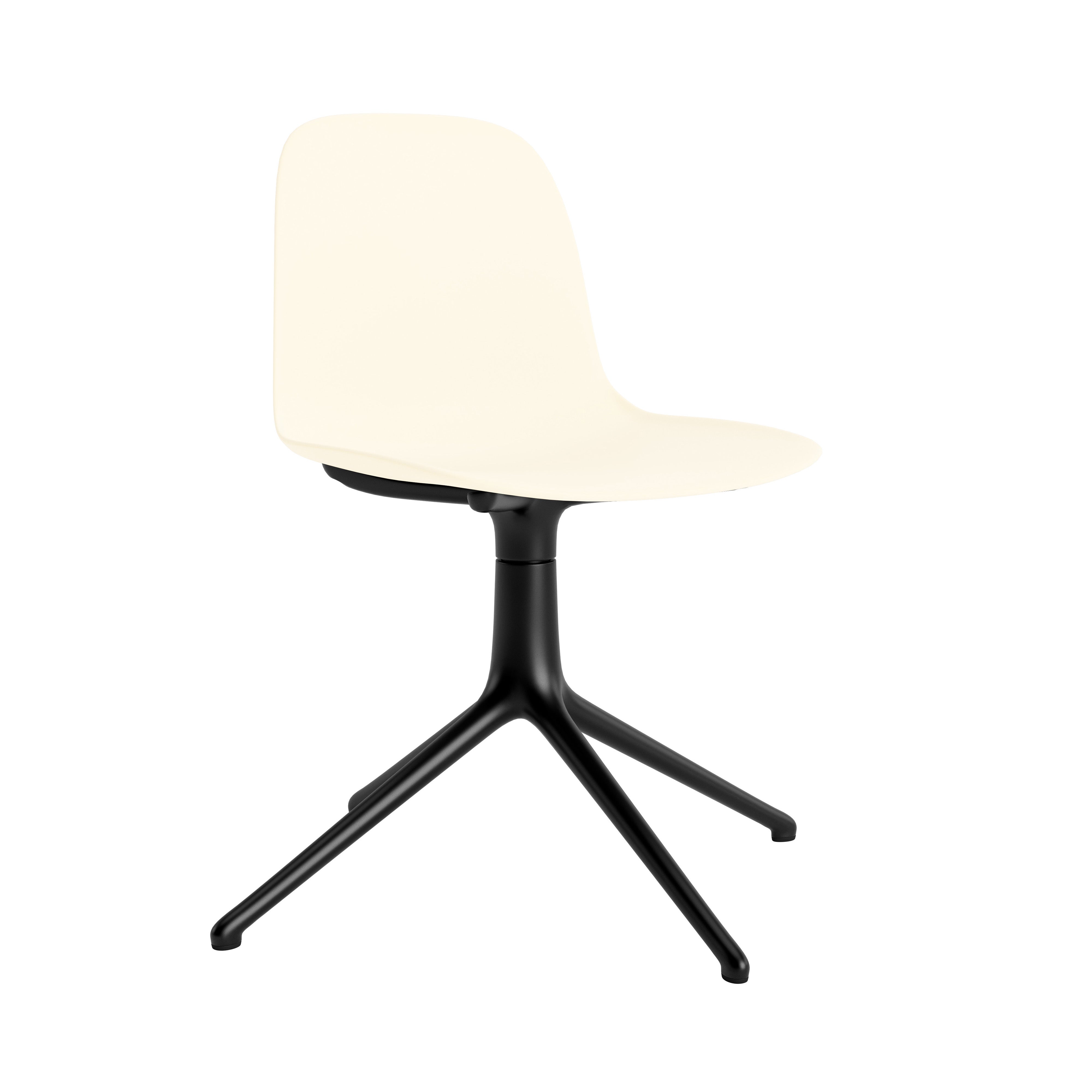 Form Chair: Swivel + Cream + Black Aluminum + Without Casters