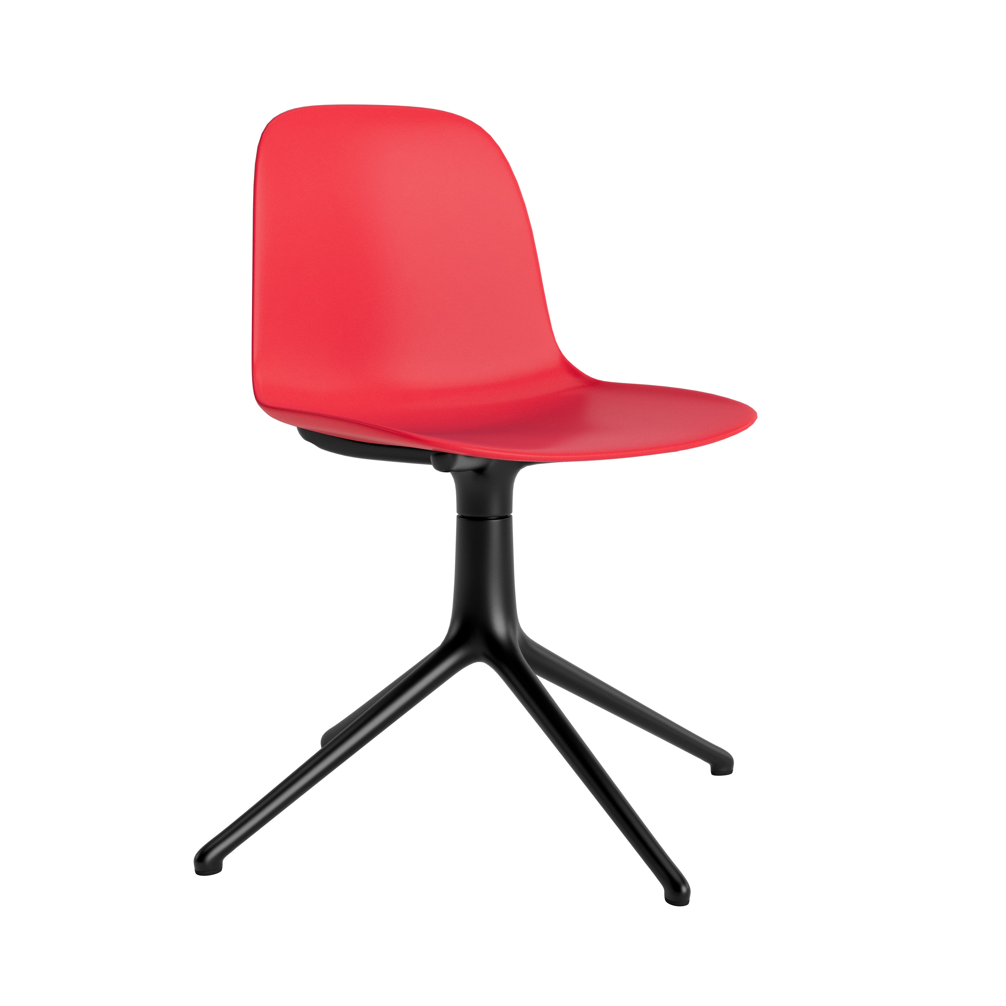 Form Chair: Swivel + Bright Red + Black Aluminum + Without Casters
