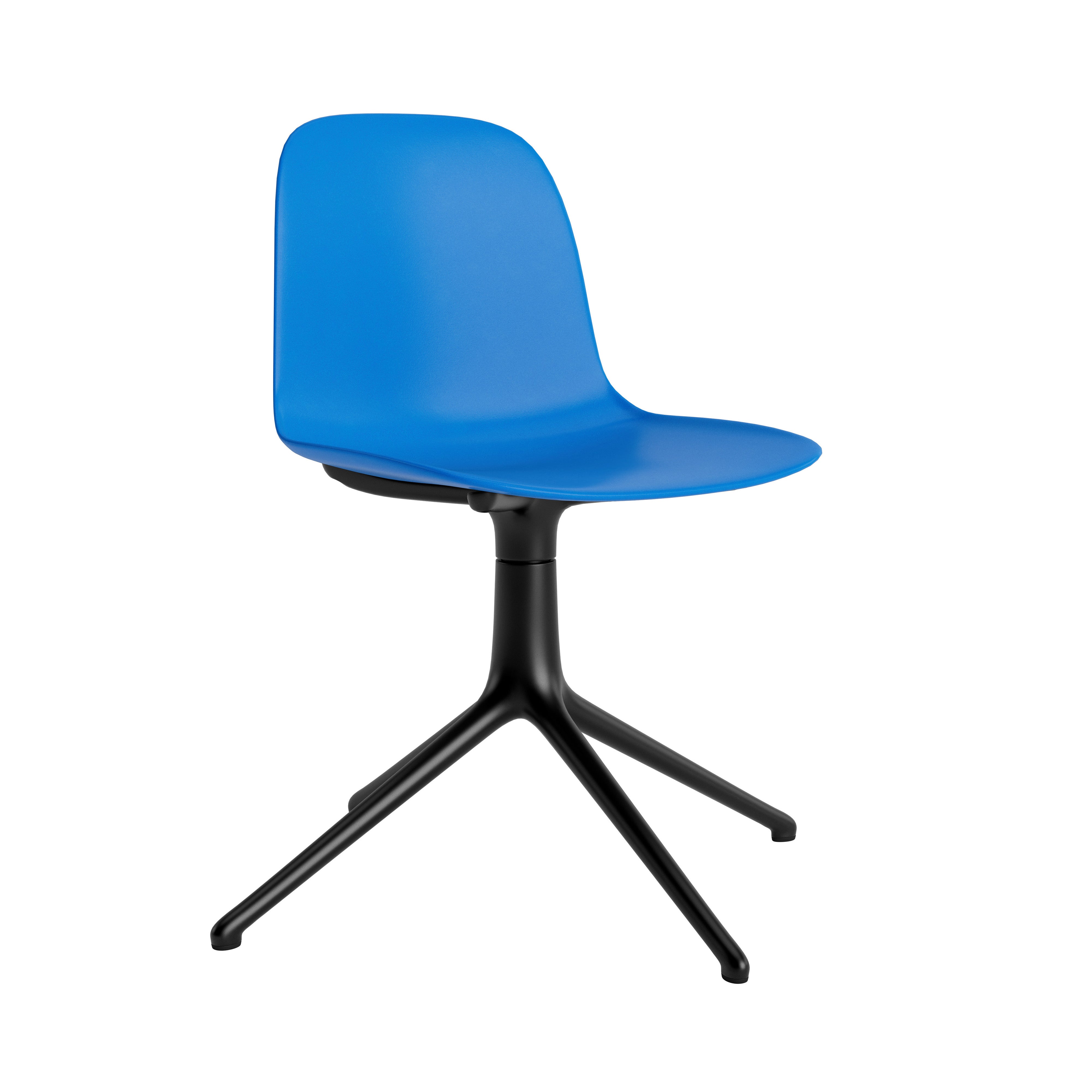 Form Chair: Swivel + Bright Blue + Black Aluminum + With Casters