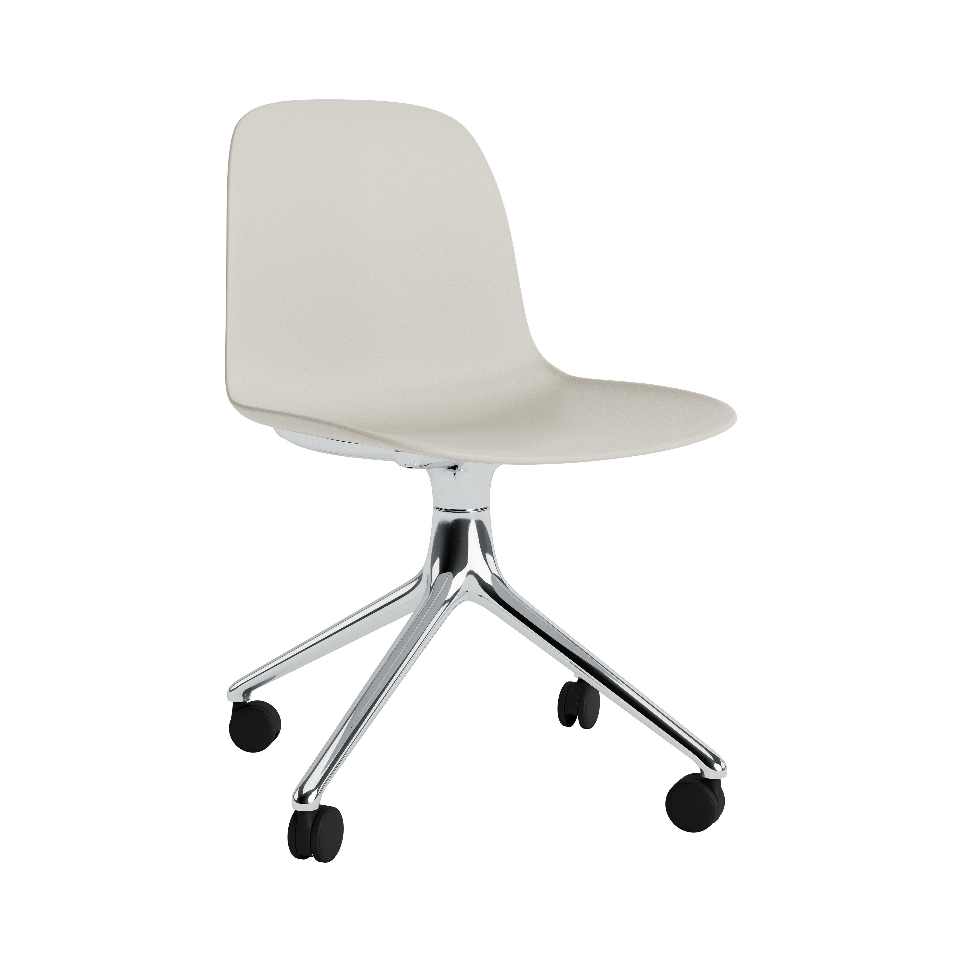 Form Chair: Swivel + Light Grey + Aluminum + With Casters
