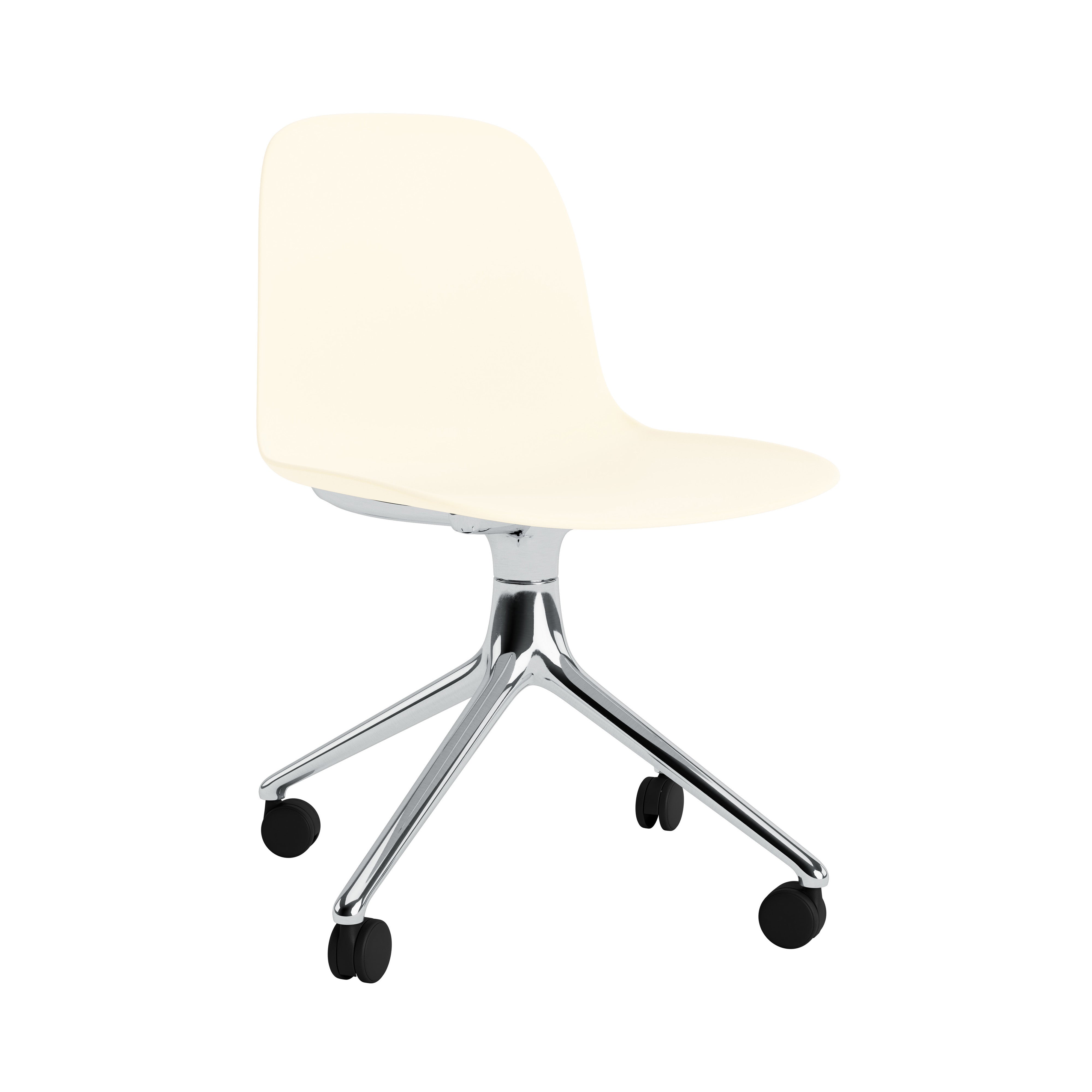 Form Chair: Swivel + Cream + Aluminum + With Casters
