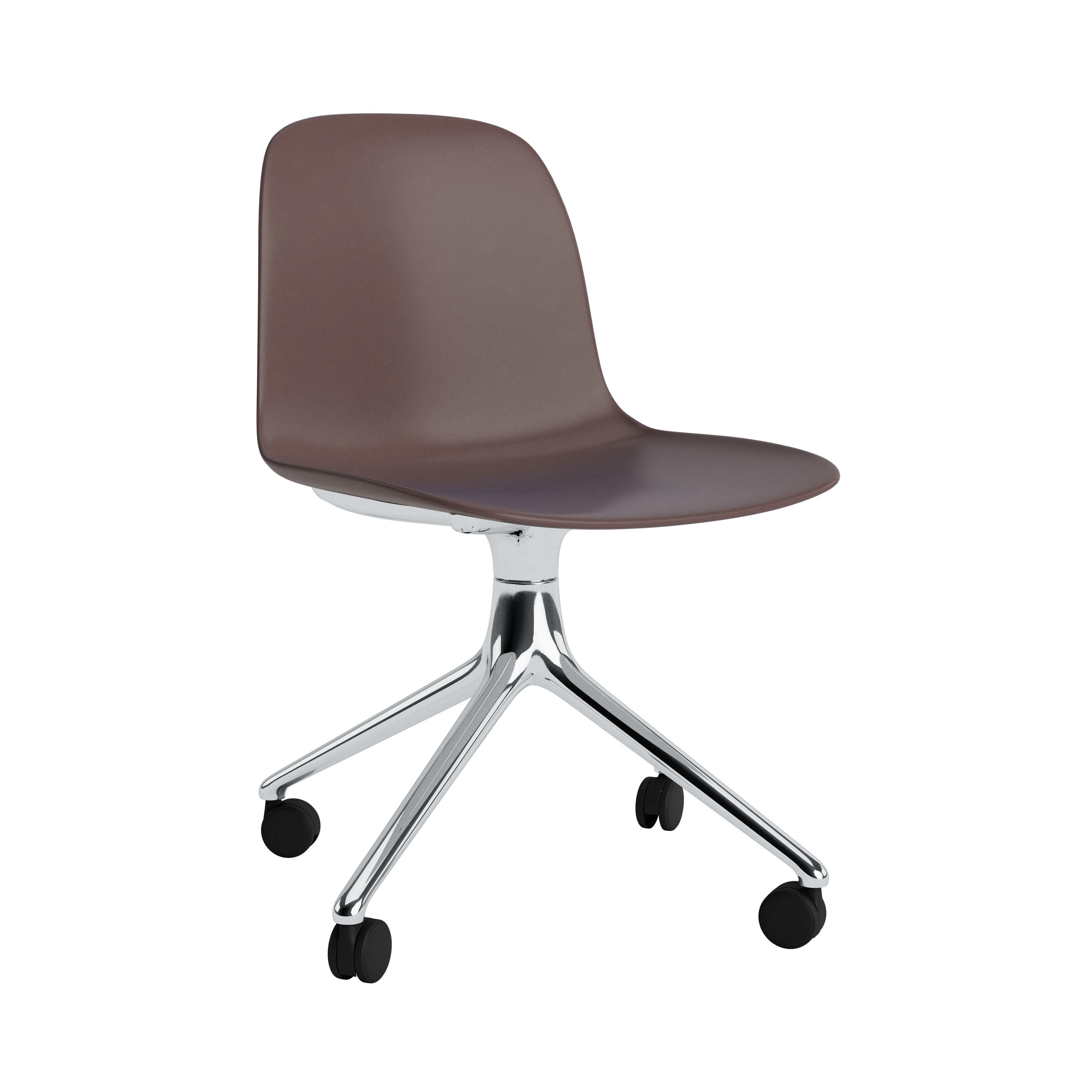 Form Chair: Swivel + Brown + Aluminum + With Casters