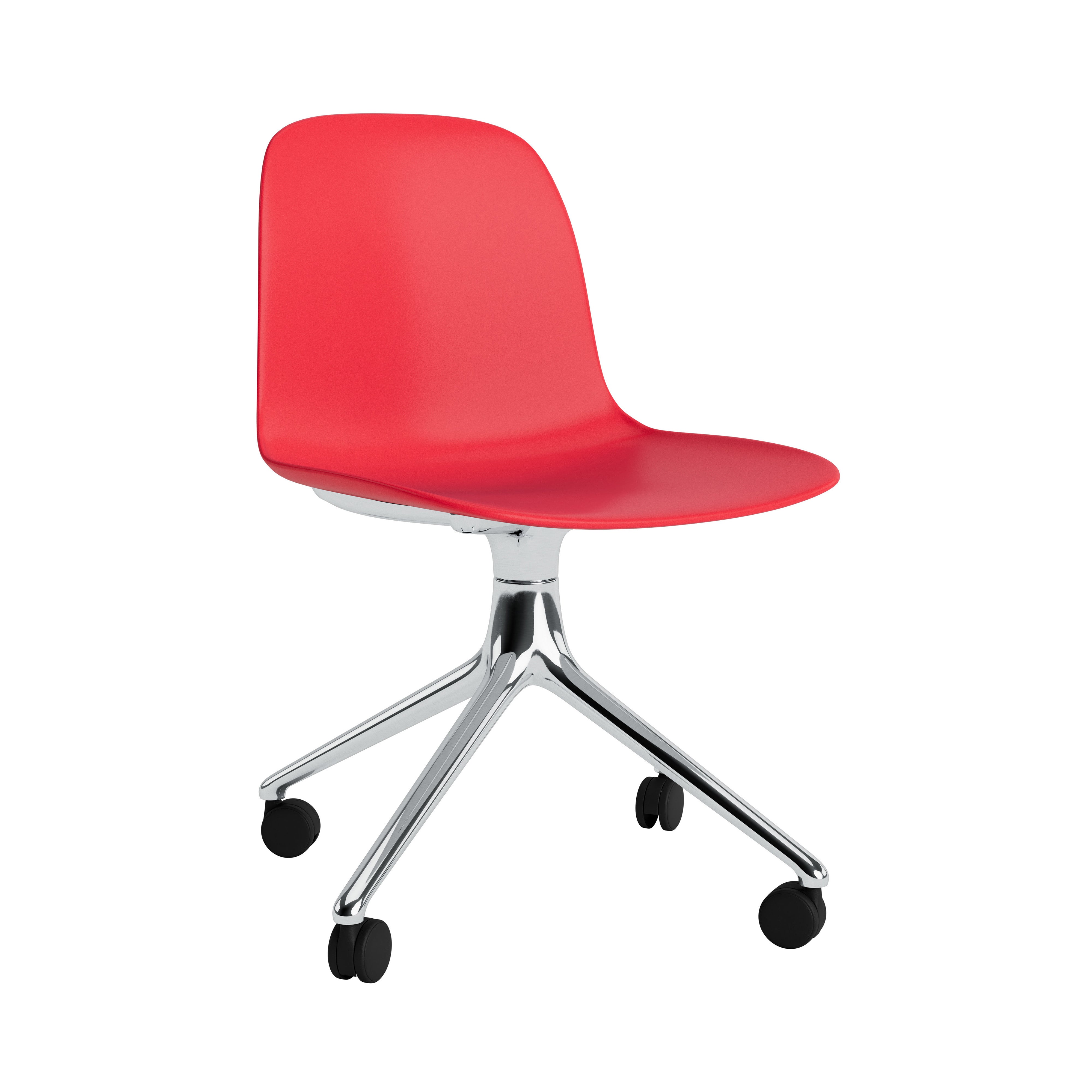 Form Chair: Swivel + Bright Red + Aluminum + With Casters