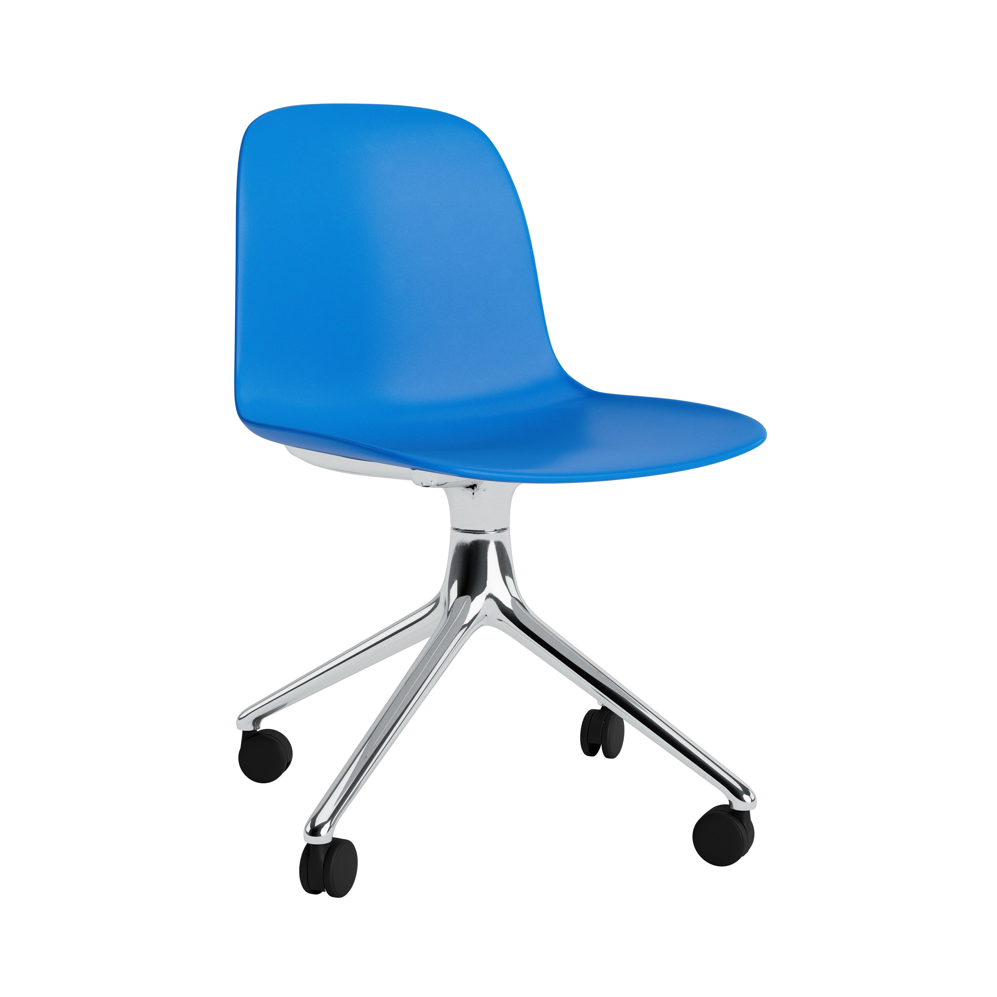 Form Chair: Swivel + Bright Blue + Aluminum + With Casters