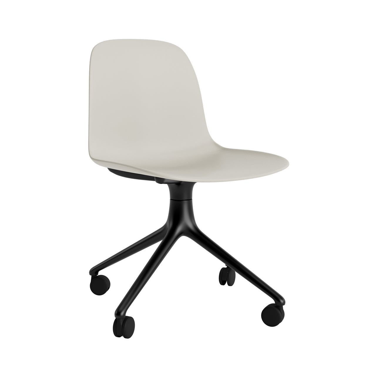 Form Chair: Swivel + Light Grey + Black Aluminum + With Casters