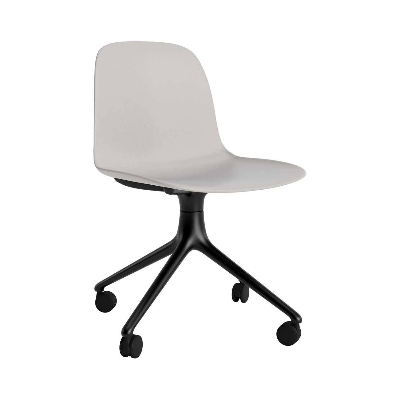 Form Chair: Swivel + Warm Grey + Black Aluminum + With Casters