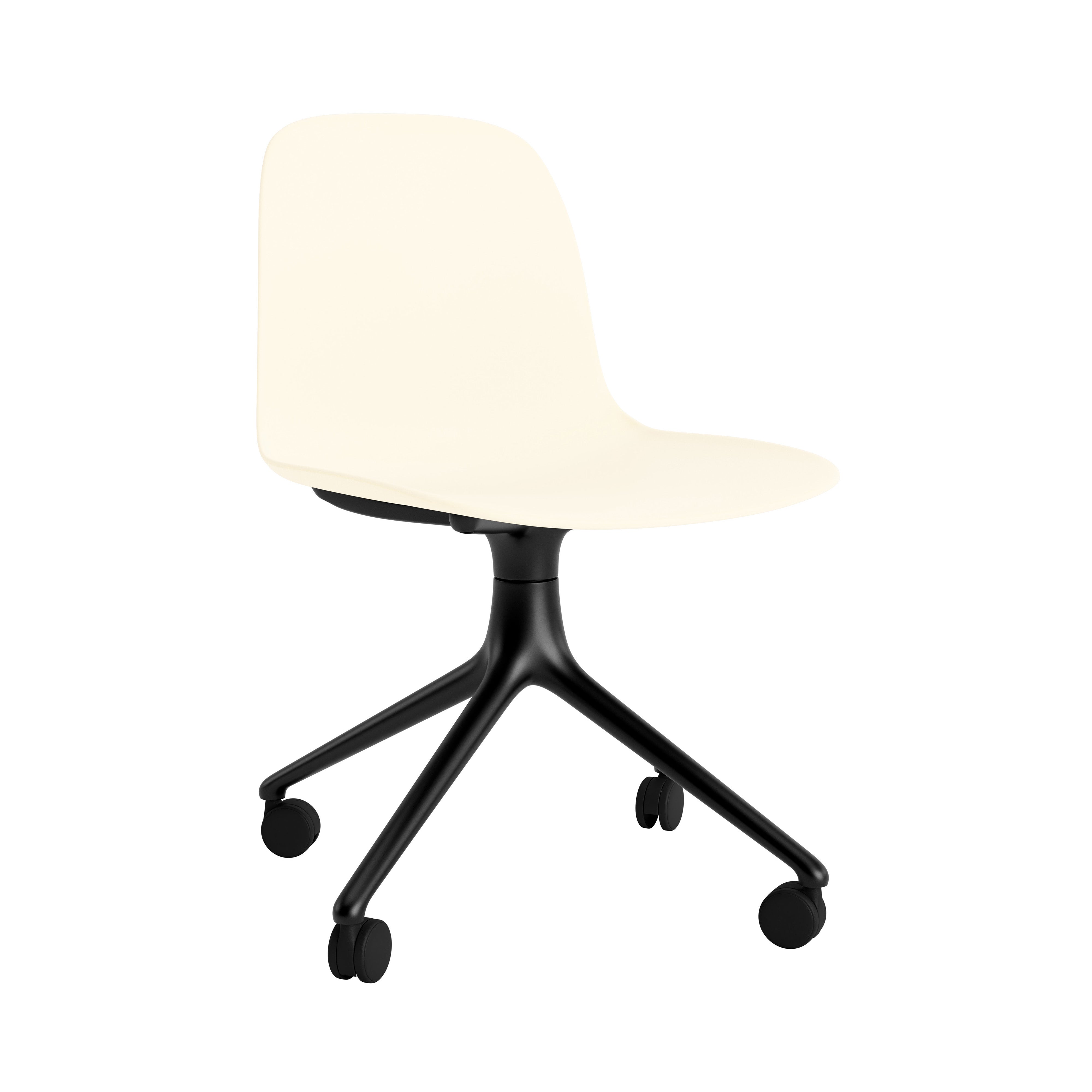 Form Chair: Swivel + Cream + Black Aluminum + With Casters