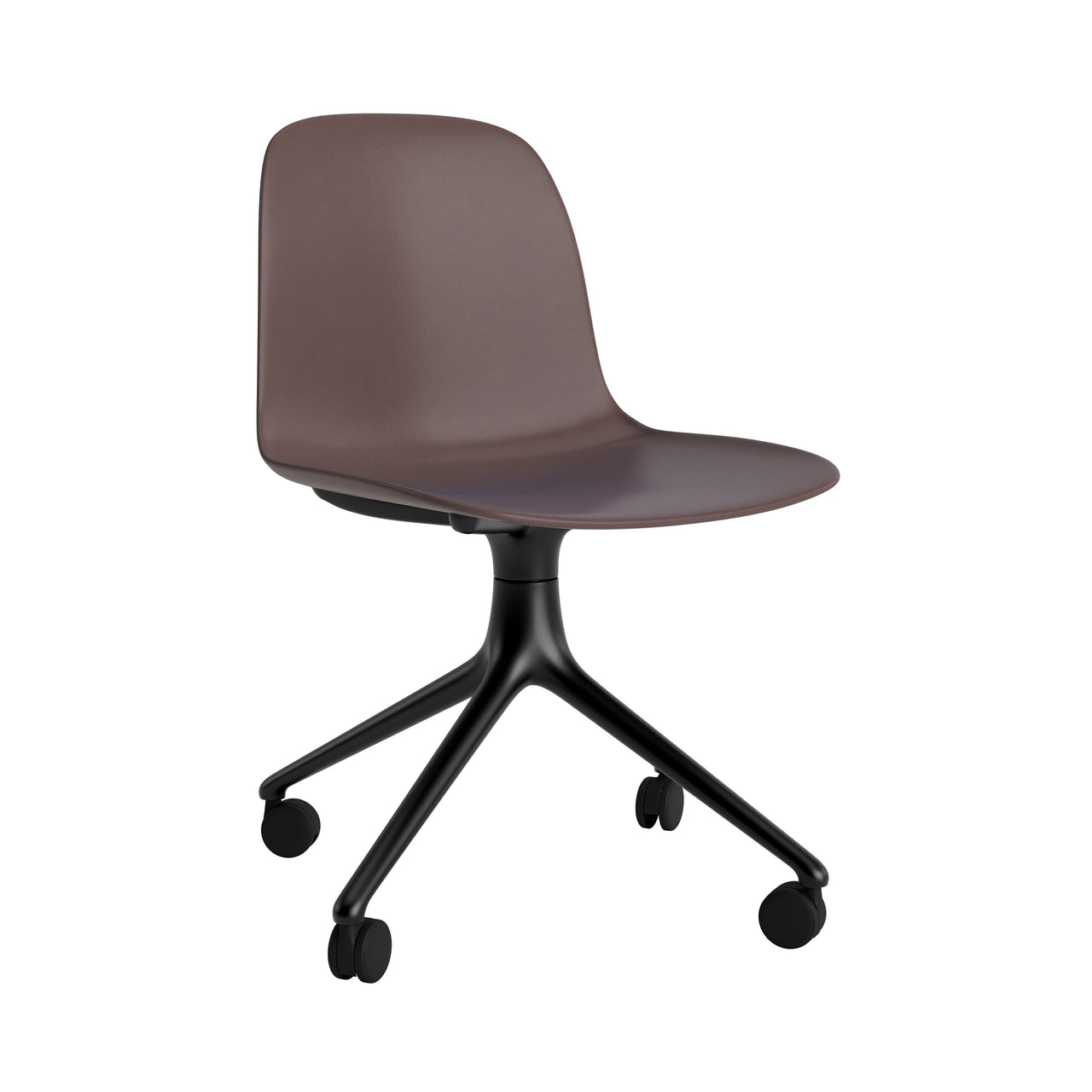 Form Chair: Swivel + Brown + Black Aluminum + With Casters