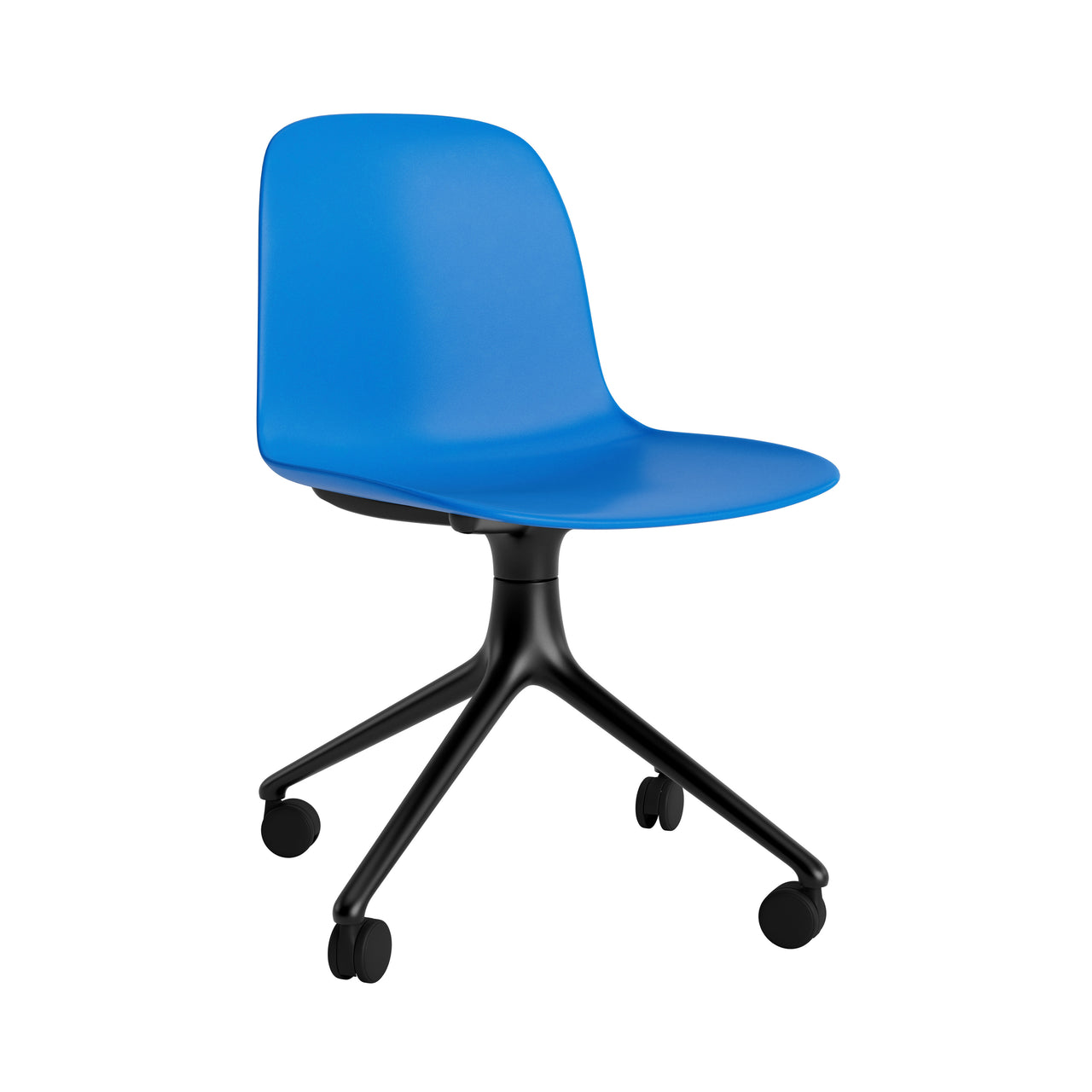 Form Chair: Swivel + Bright Blue + Black Aluminum + With Casters