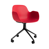 Form Armchair: Swivel + Bright Red + Black Aluminum + With Casters