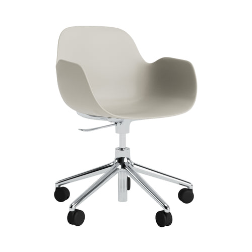 Form Armchair: Swivel 5W Gaslift + Aluminum + Light Grey