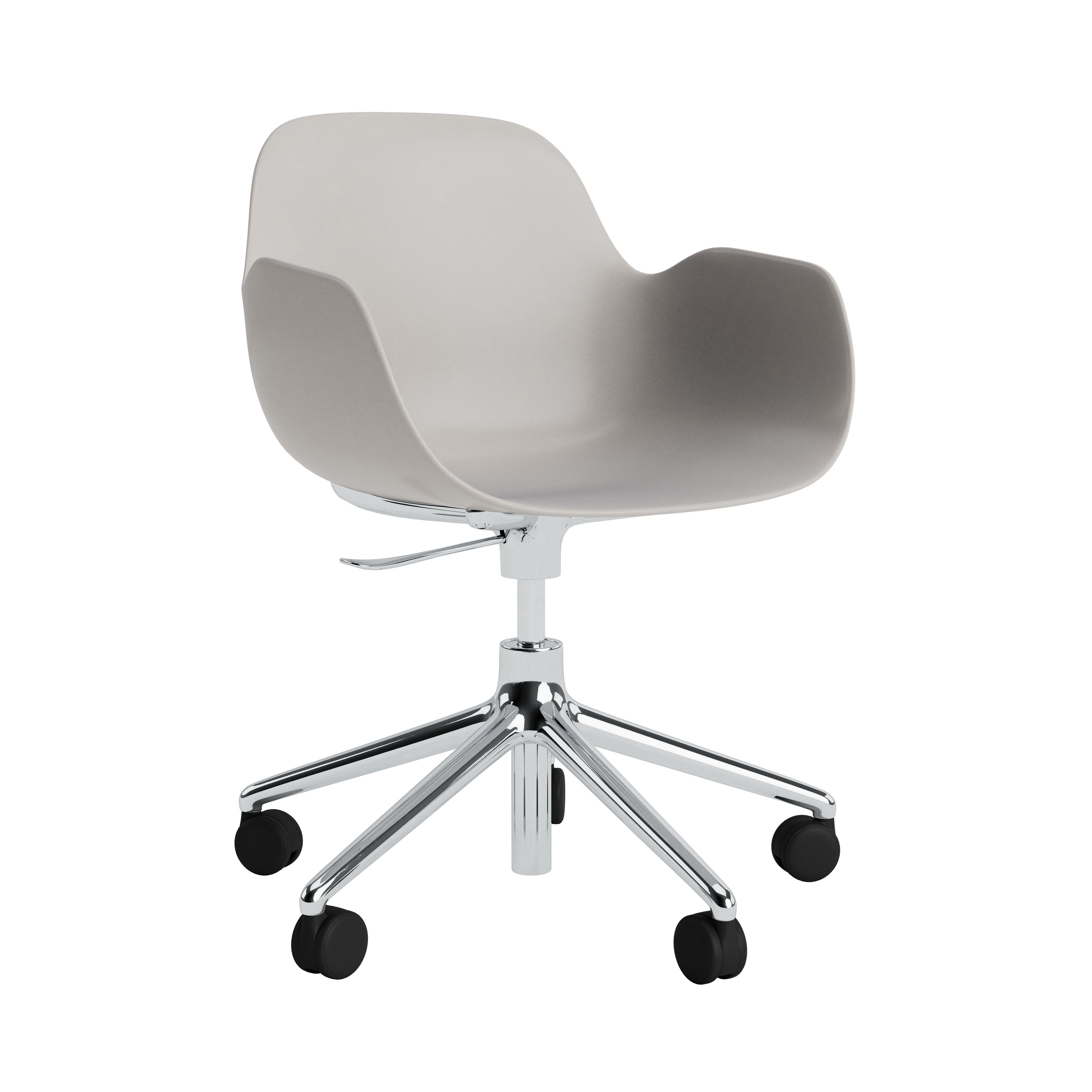 Form Armchair: Swivel 5W Gaslift + Aluminum + Warm Grey