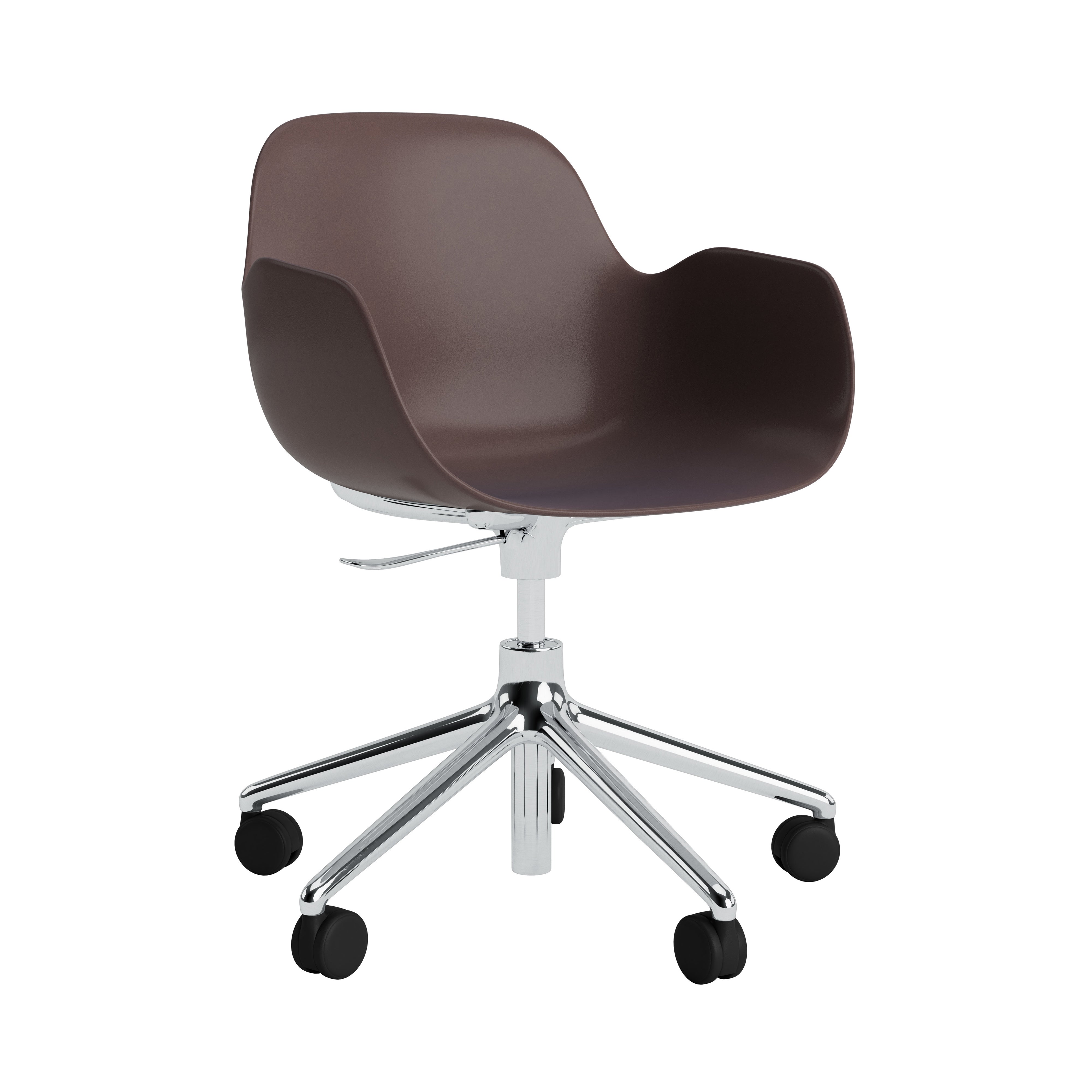 Form Armchair: Swivel 5W Gaslift + Aluminum + Brown