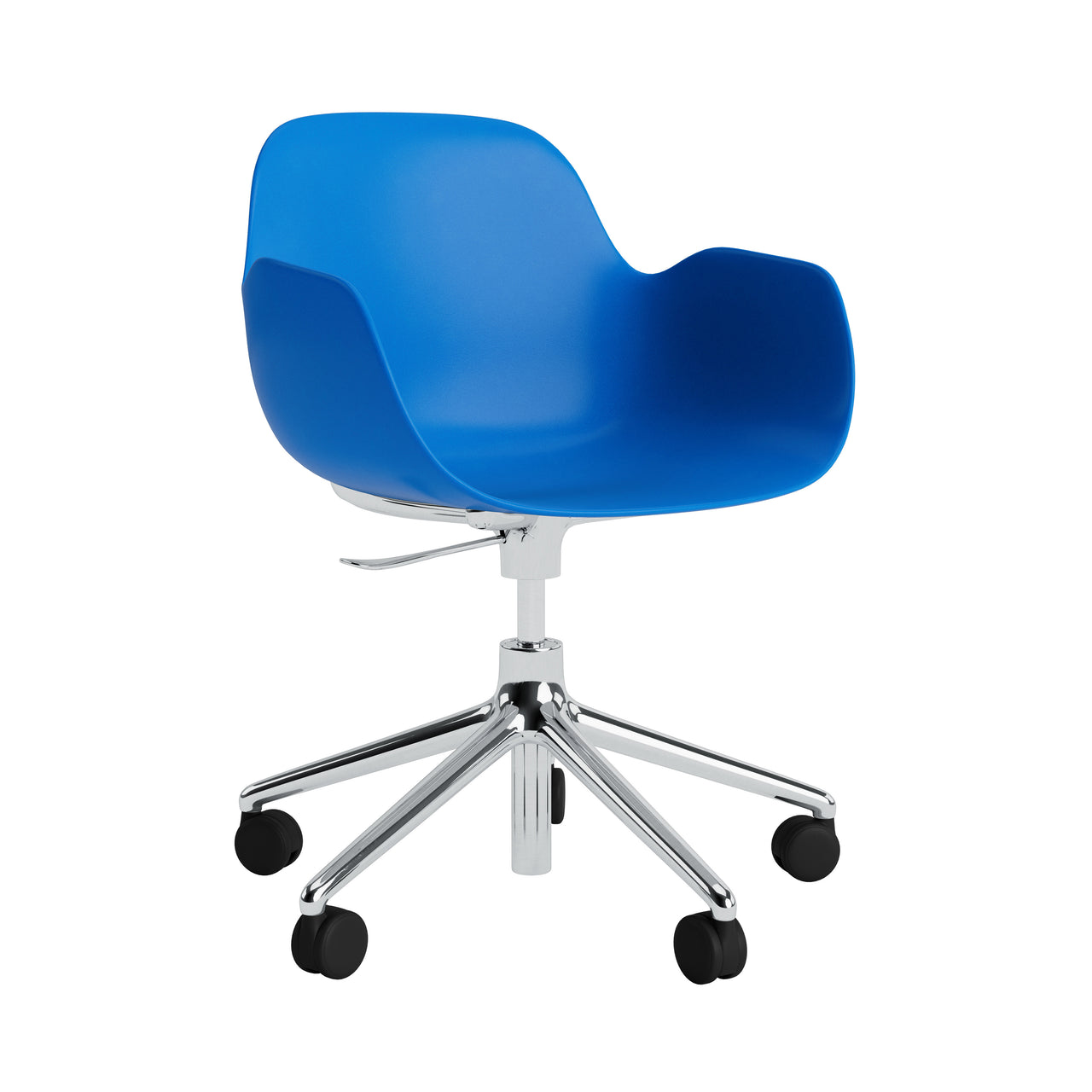 Form Armchair: Swivel 5W Gaslift + Aluminum + Bright Blue
