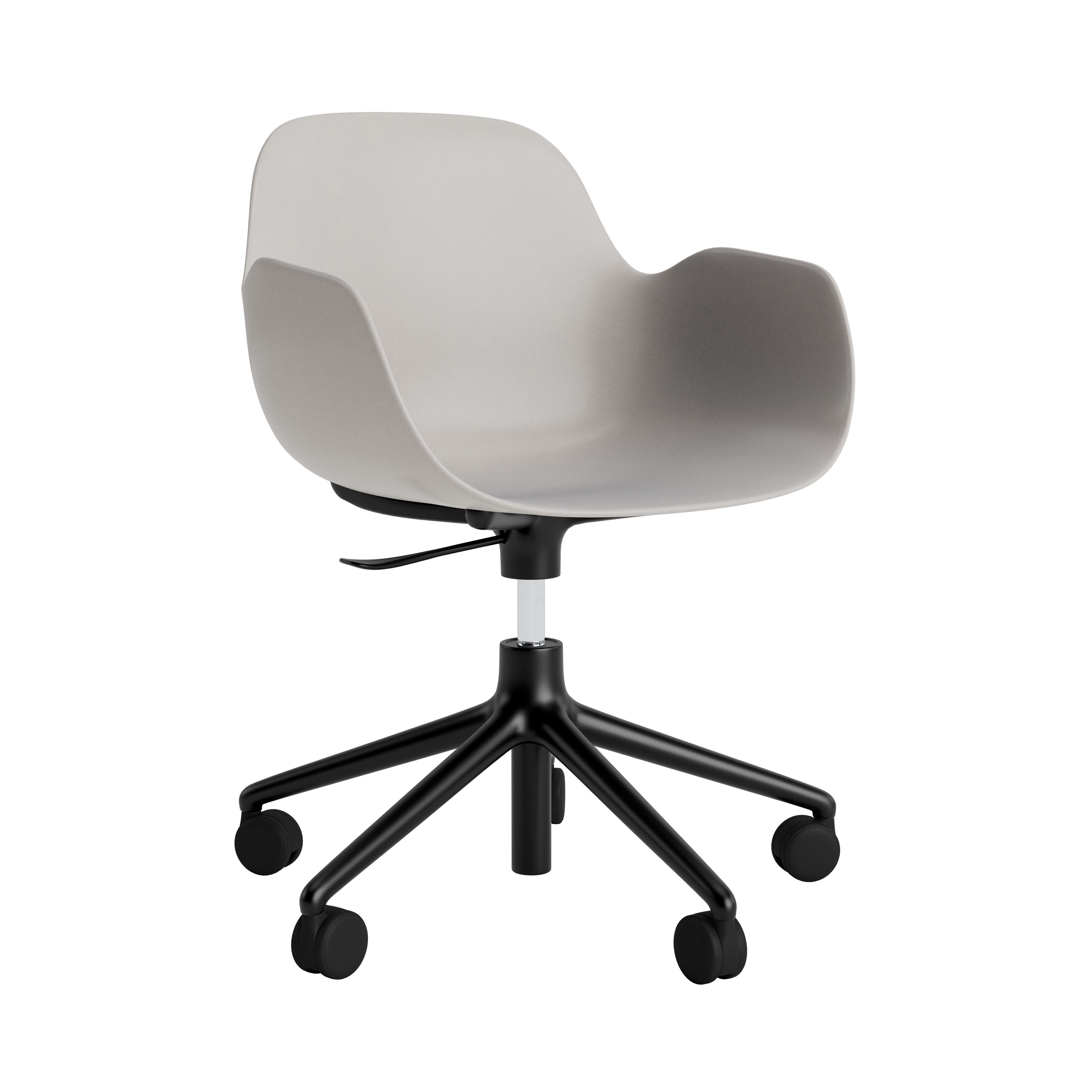 Form Armchair: Swivel 5W Gaslift + Black Aluminum + Warm Grey