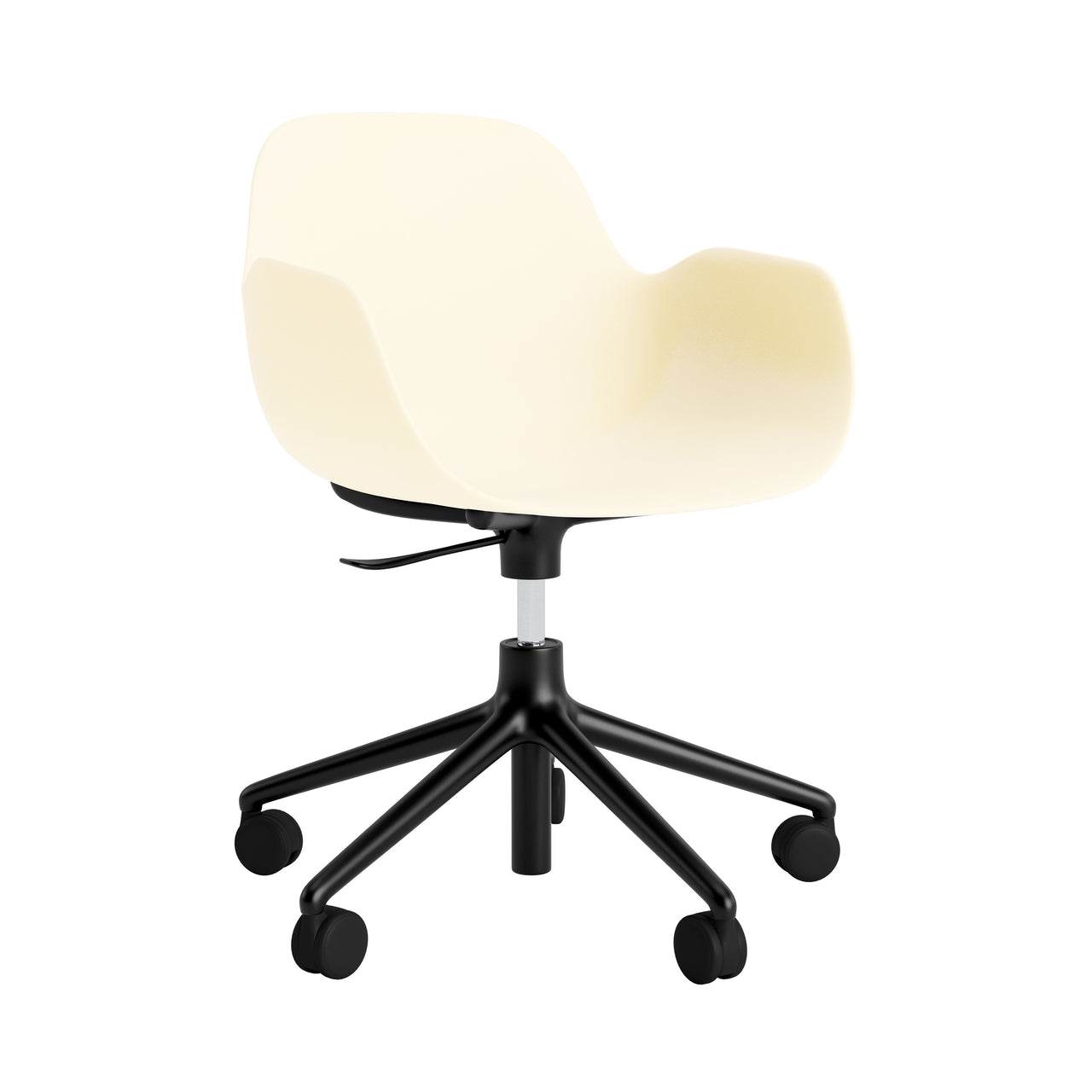 Form Armchair: Swivel 5W Gaslift + Black Aluminum + Cream