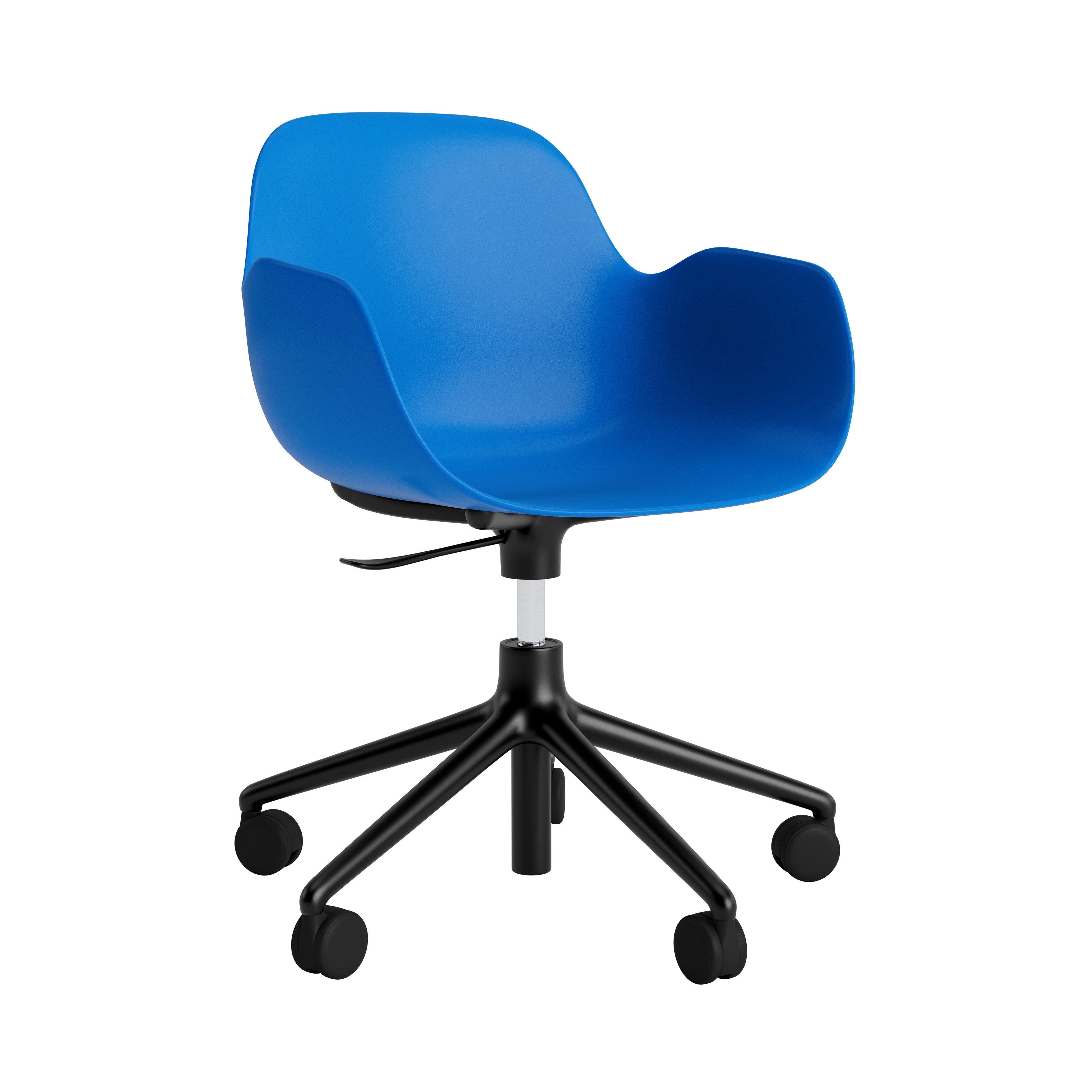 Form Armchair: Swivel 5W Gaslift + Black Aluminum + Bright Blue