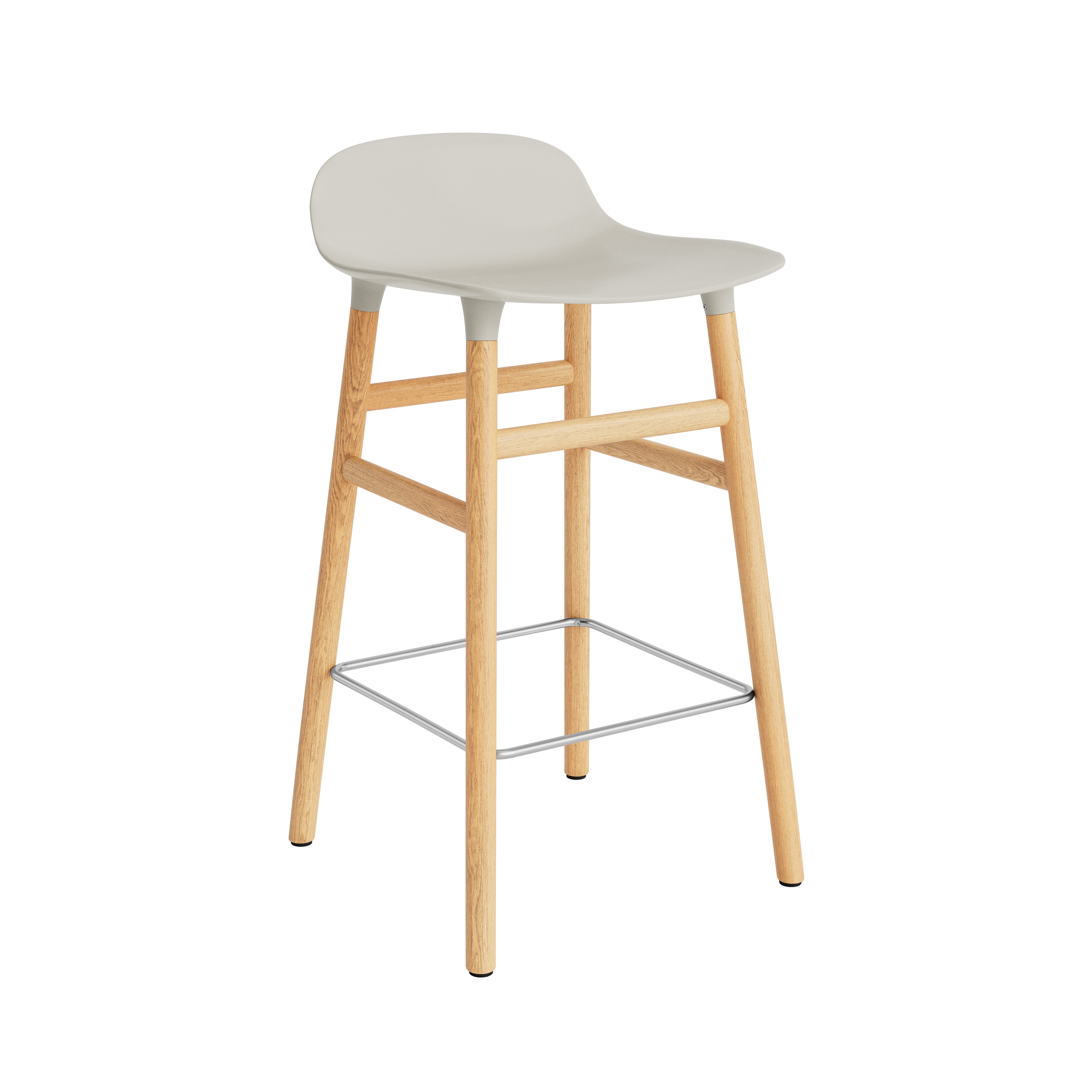 Form Bar + Counter Stool: Oak Legs + Bar + Light Grey